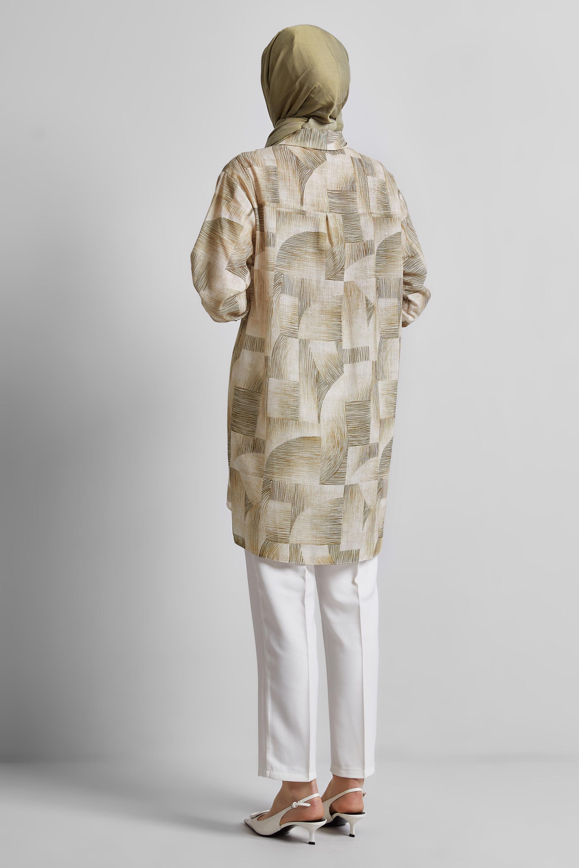 Tesettür giyim BAKIR / BRONZ DESENLİ TUNİK 45405