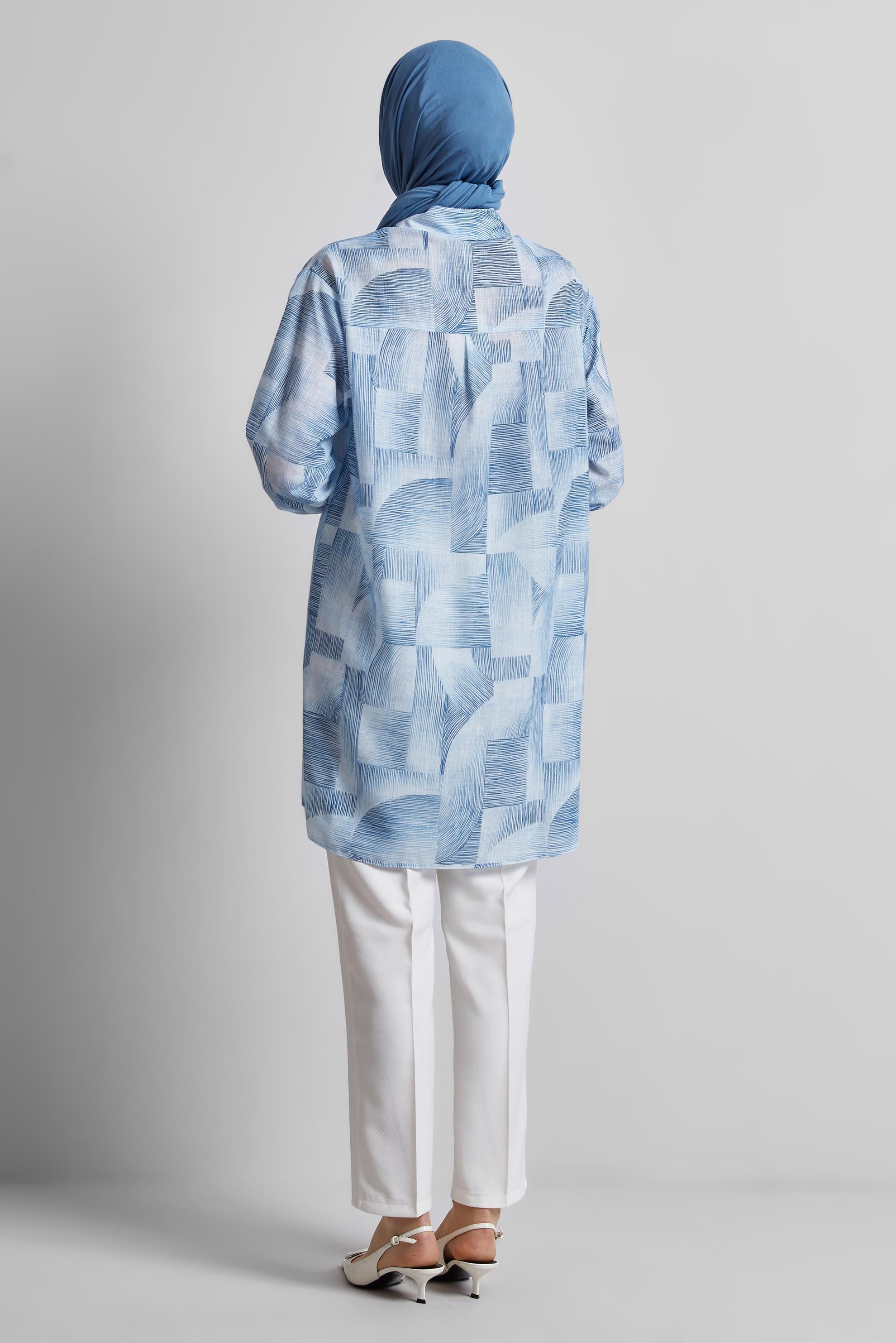 Tesettür giyim LACİVERT DESENLİ TUNİK 45405