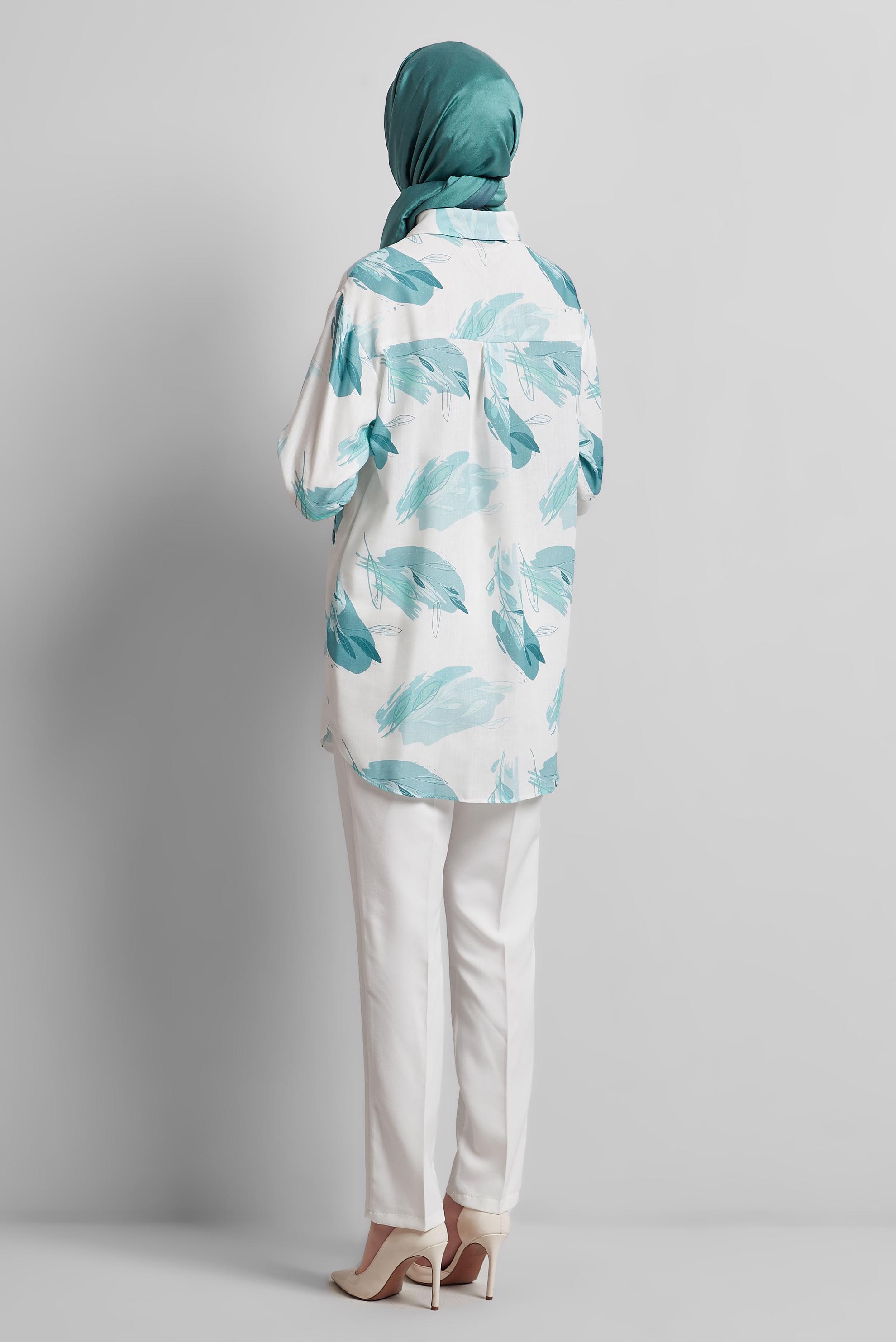 Tesettür giyim MAVİ DESENLİ TUNİK 45406