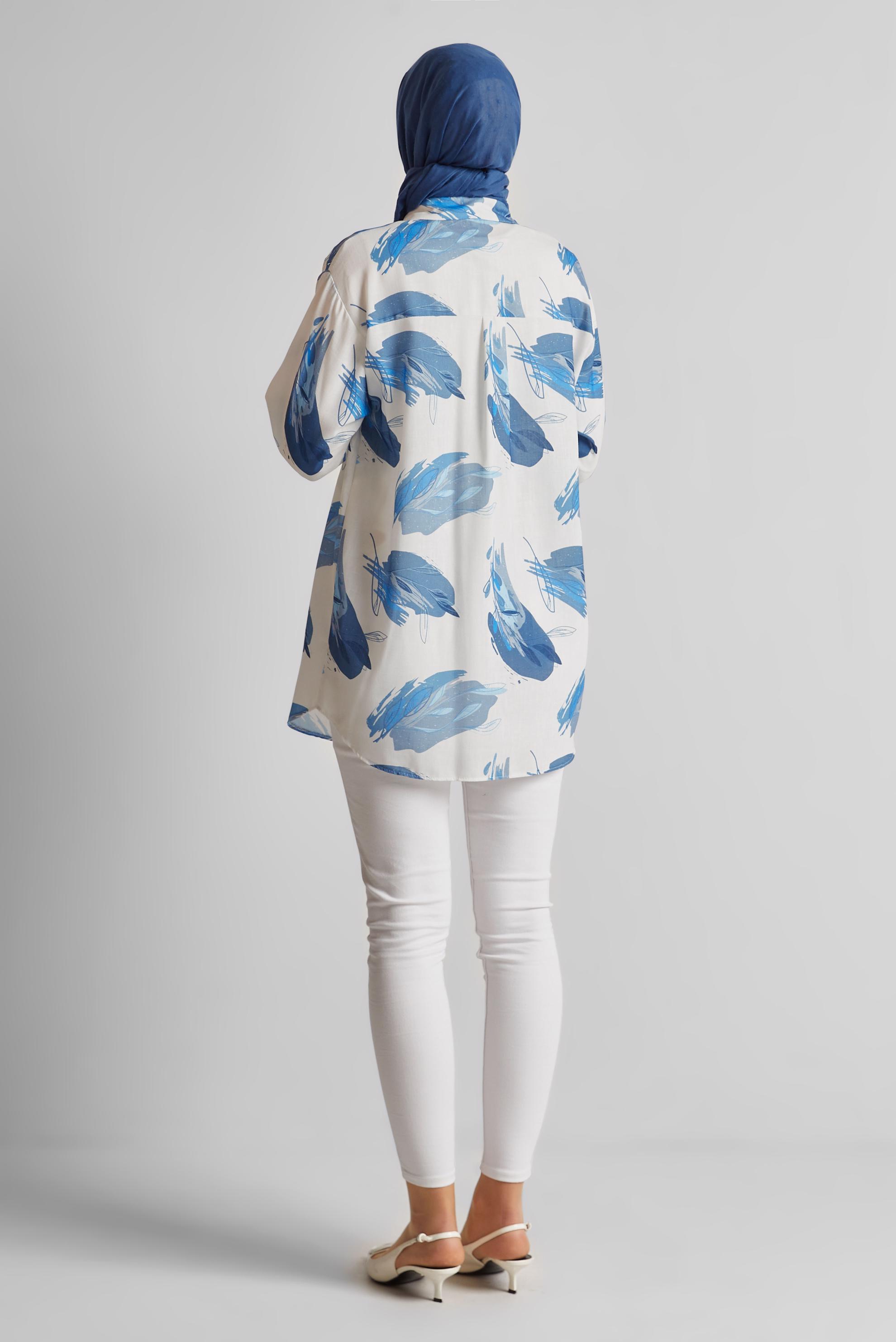 Tesettür giyim LACİVERT DESENLİ TUNİK 45406