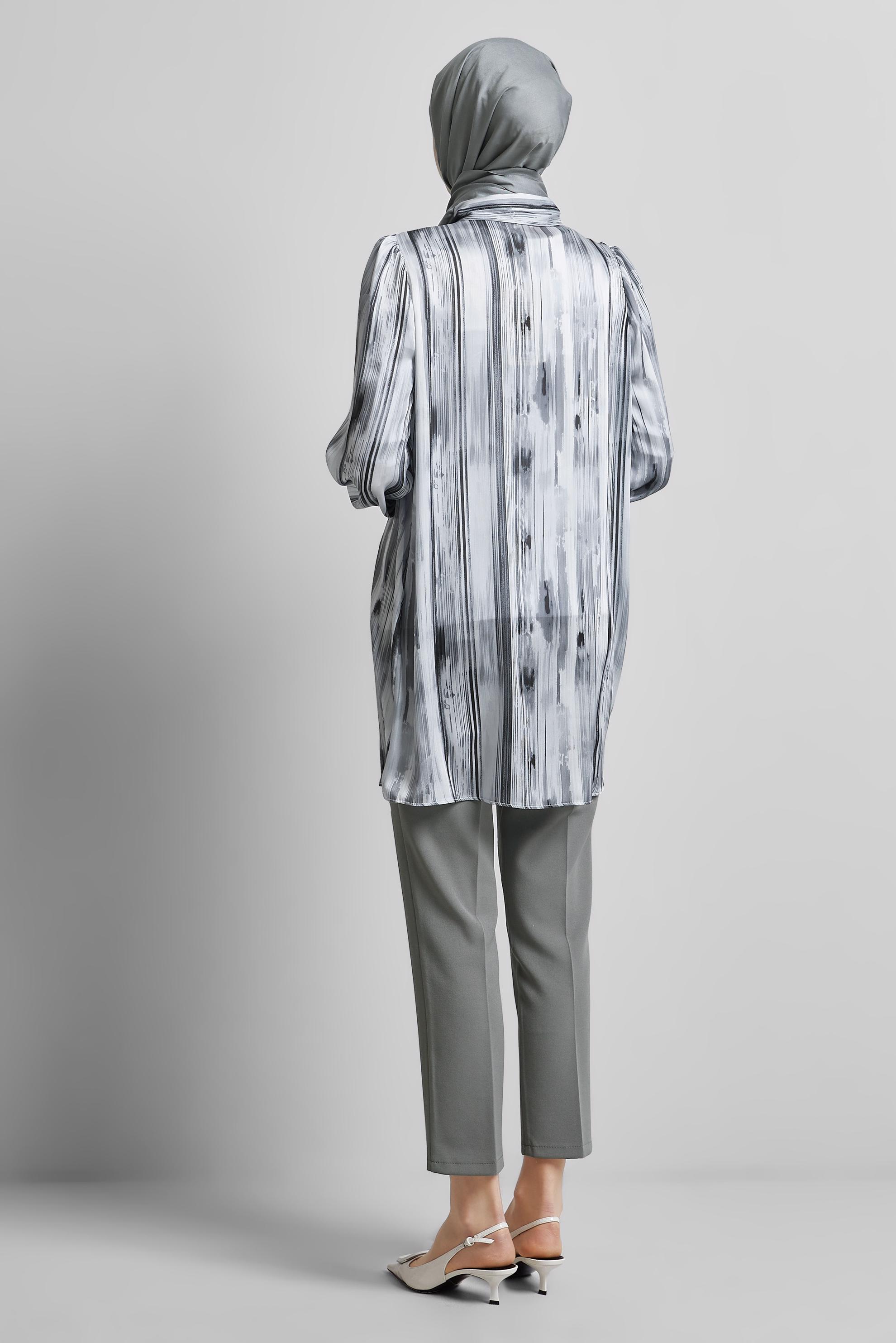 Tesettür giyim SİYAH SATEN GÖMLEK TUNİK 45407