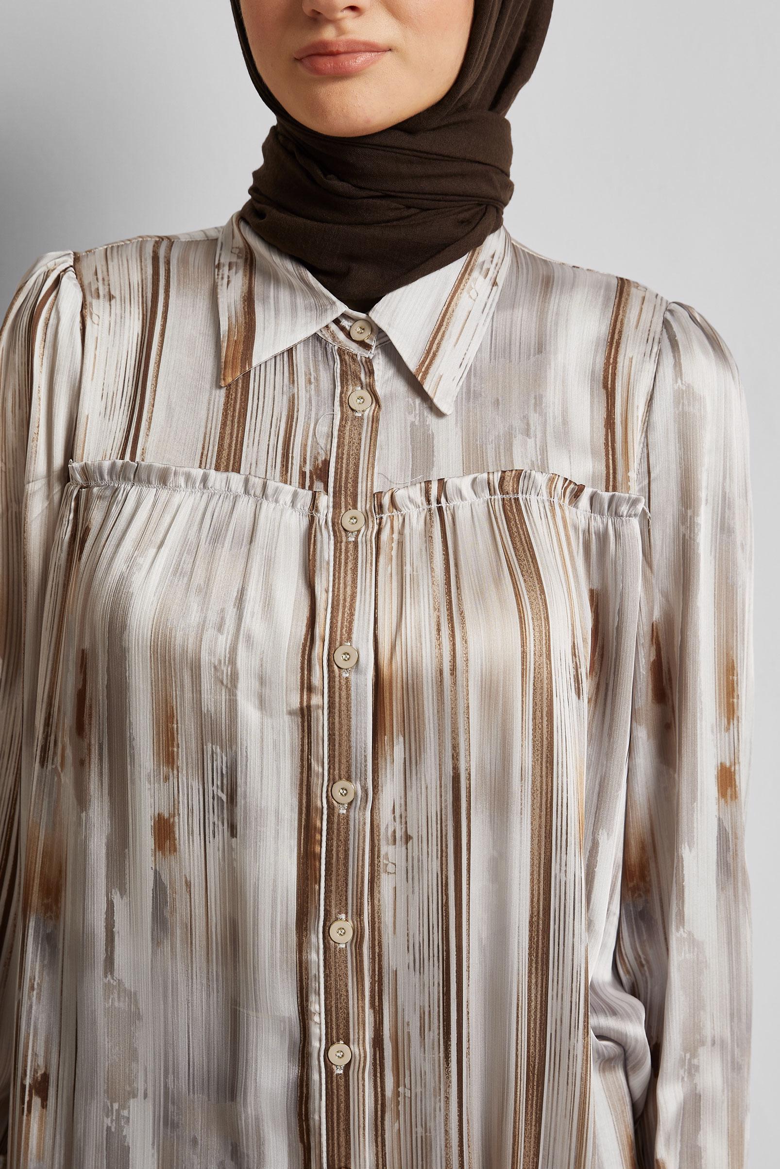 Tesettür giyim BAKIR / BRONZ SATEN GÖMLEK TUNİK 45407