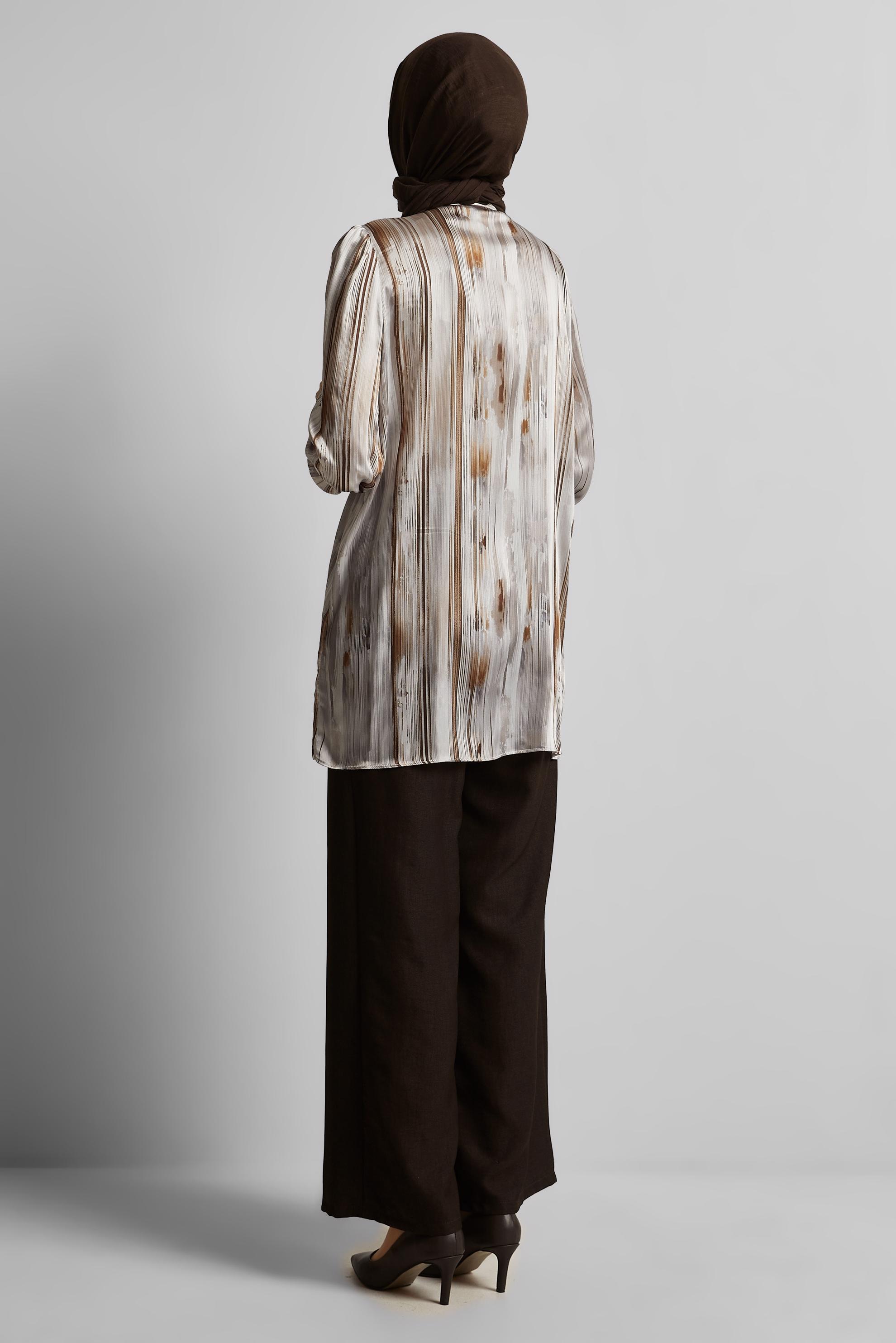 Tesettür giyim BAKIR / BRONZ SATEN GÖMLEK TUNİK 45407