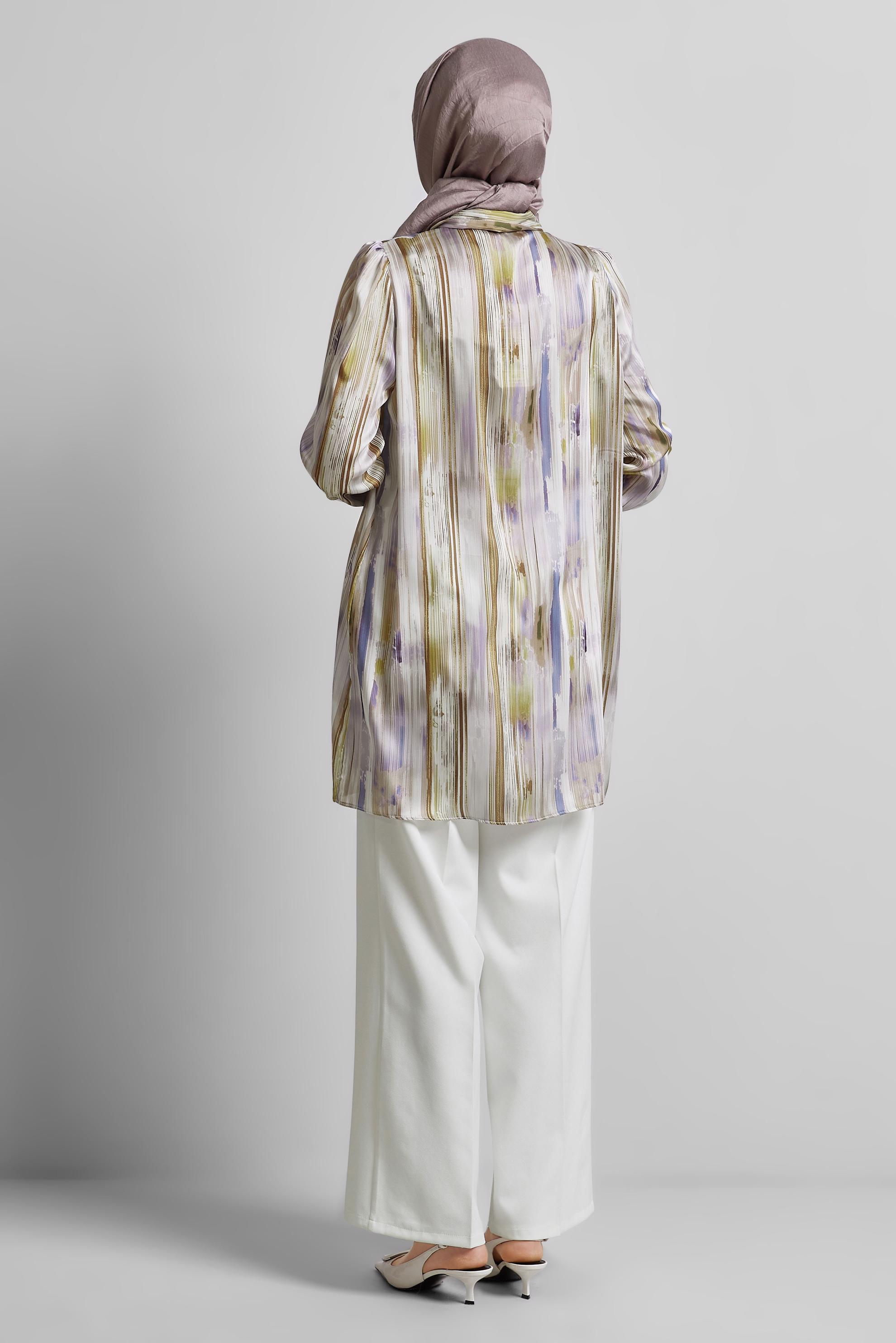 Tesettür giyim TABA SATEN GÖMLEK TUNİK 45407