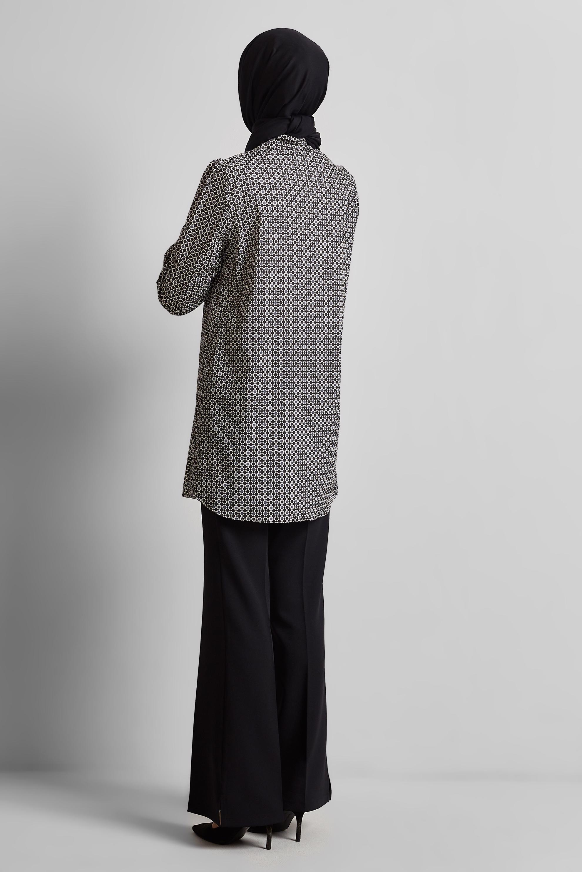 Tesettür giyim SİYAH DESENLİ TUNİK 45408