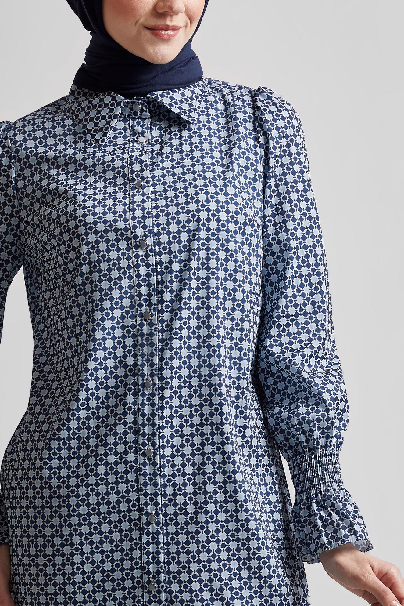 Tesettür giyim LACİVERT DESENLİ TUNİK 45408