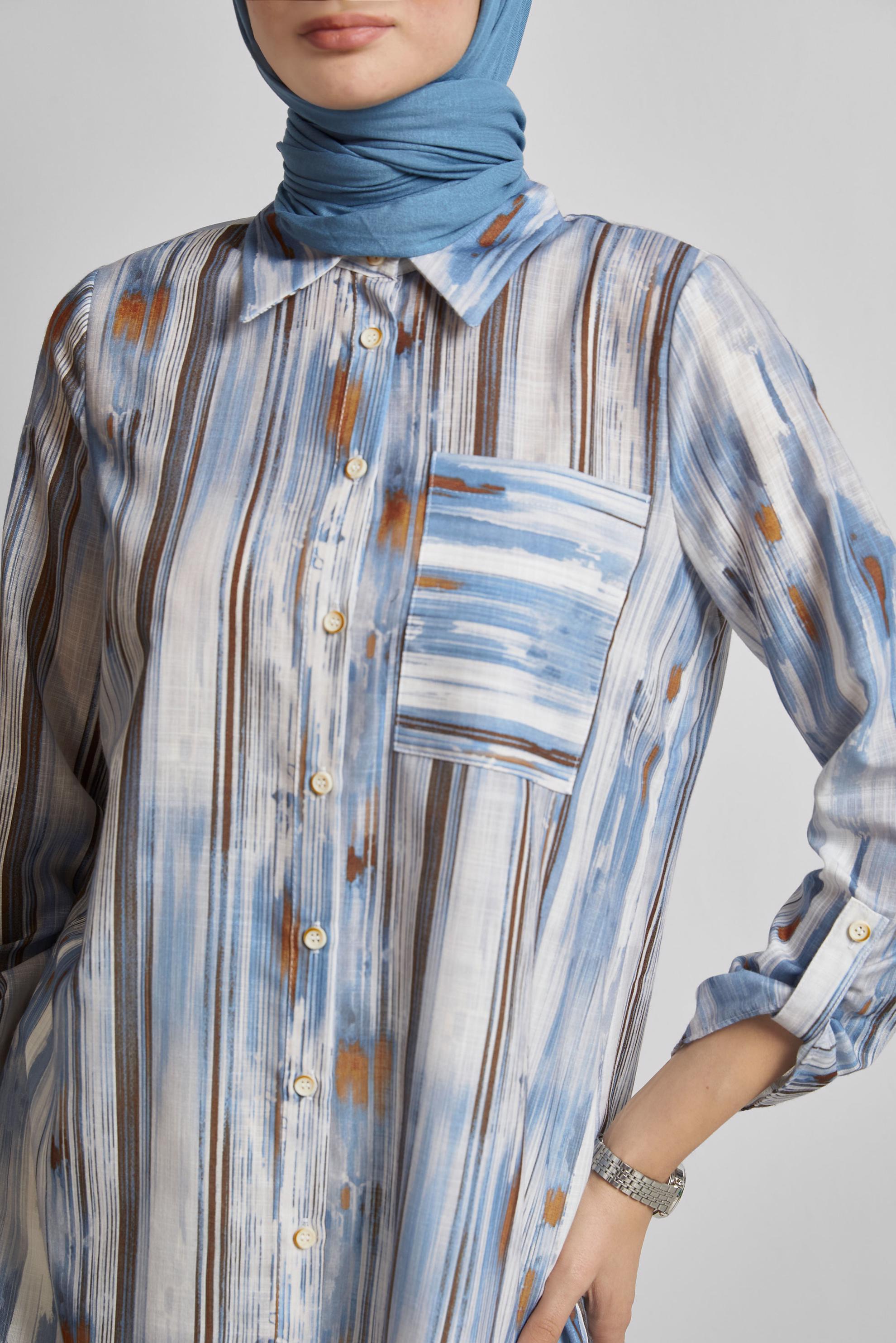 Tesettür giyim LACİVERT KETEN EFEKTLİ TUNİK 45411