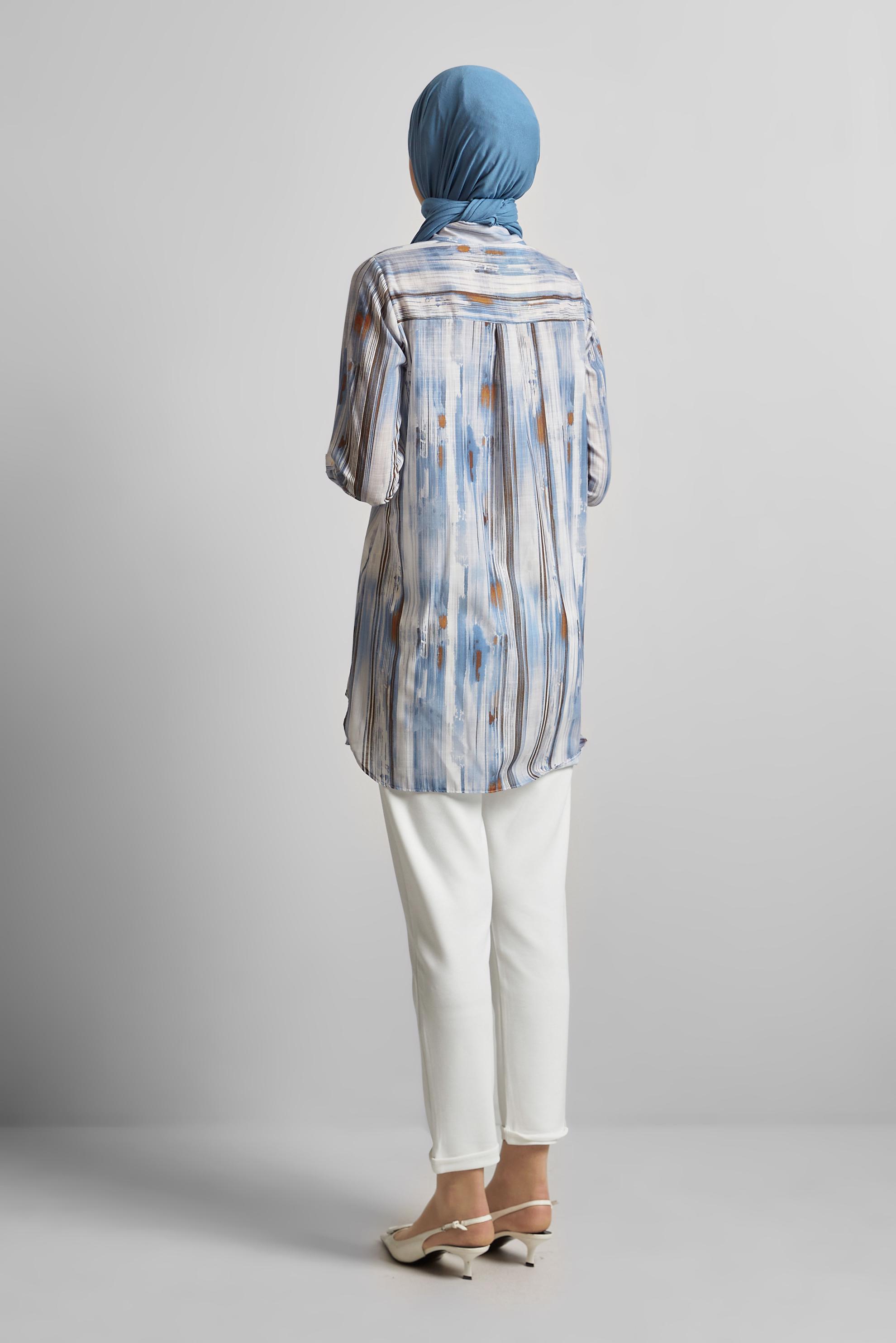 Tesettür giyim LACİVERT KETEN EFEKTLİ TUNİK 45411