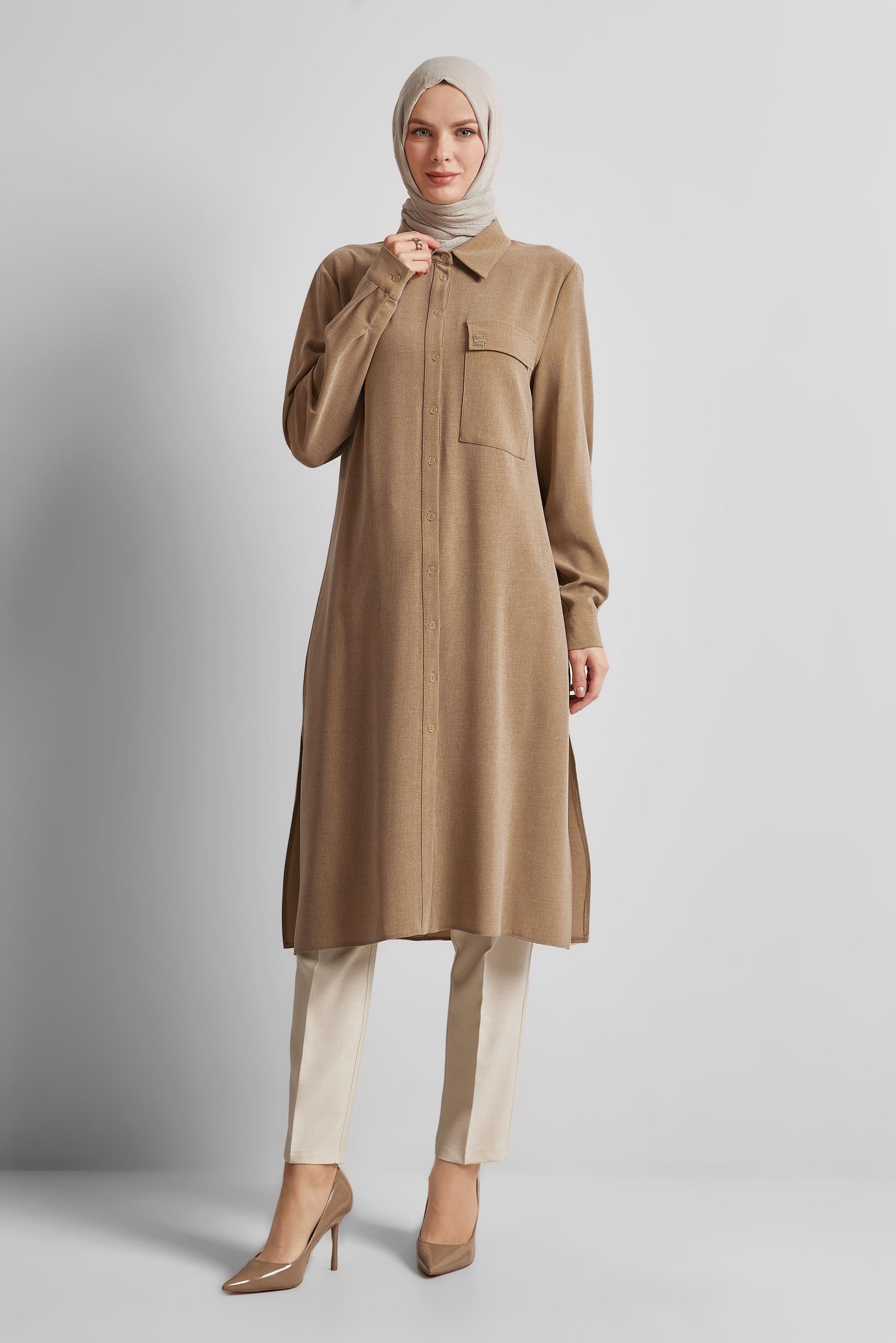 Tesettür giyim SARI UZUN TUNİK 45414