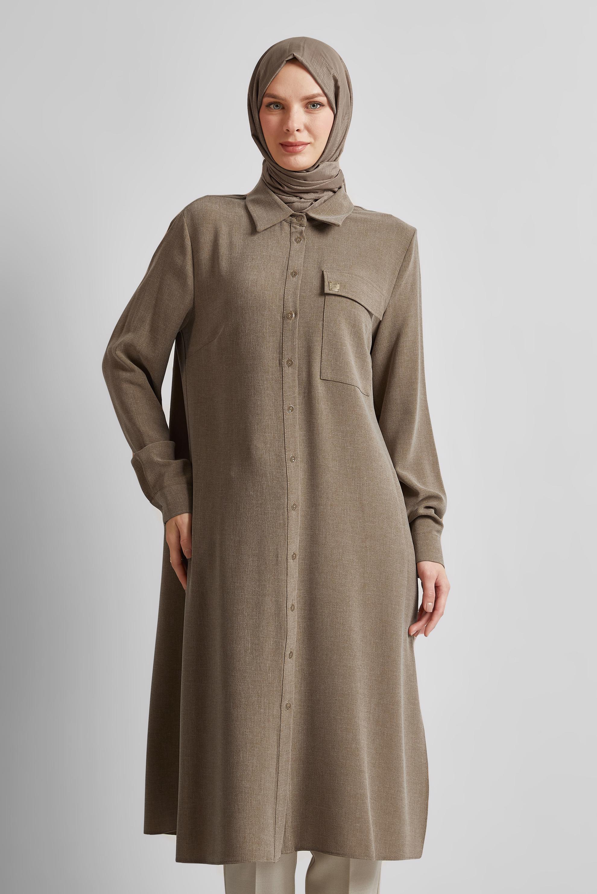 Tesettür giyim VİZON UZUN TUNİK 45414