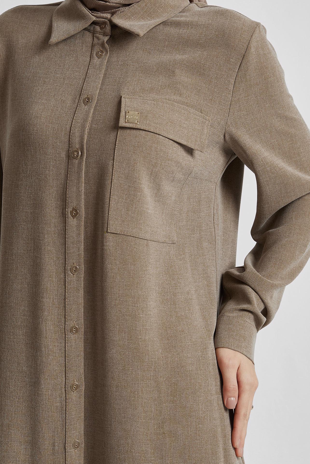 Tesettür giyim VİZON UZUN TUNİK 45414