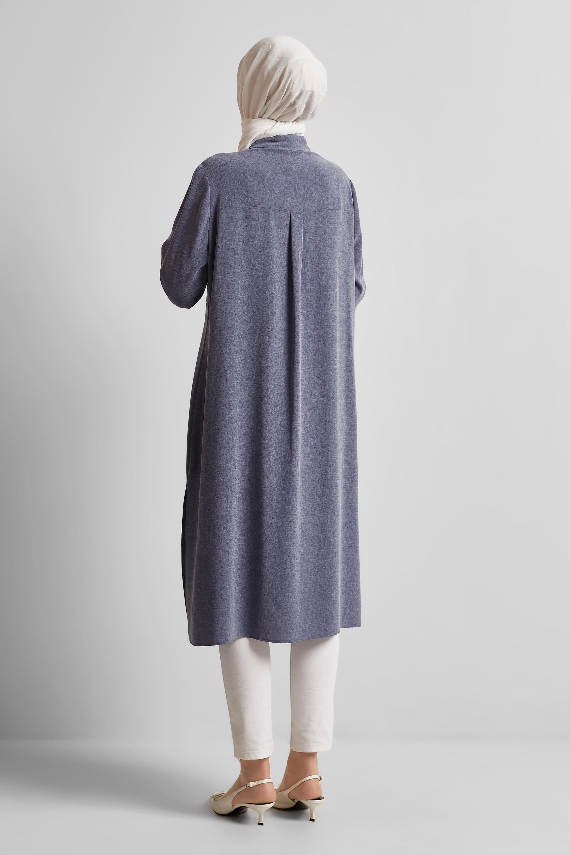 Tesettür giyim LACİVERT UZUN TUNİK 45414