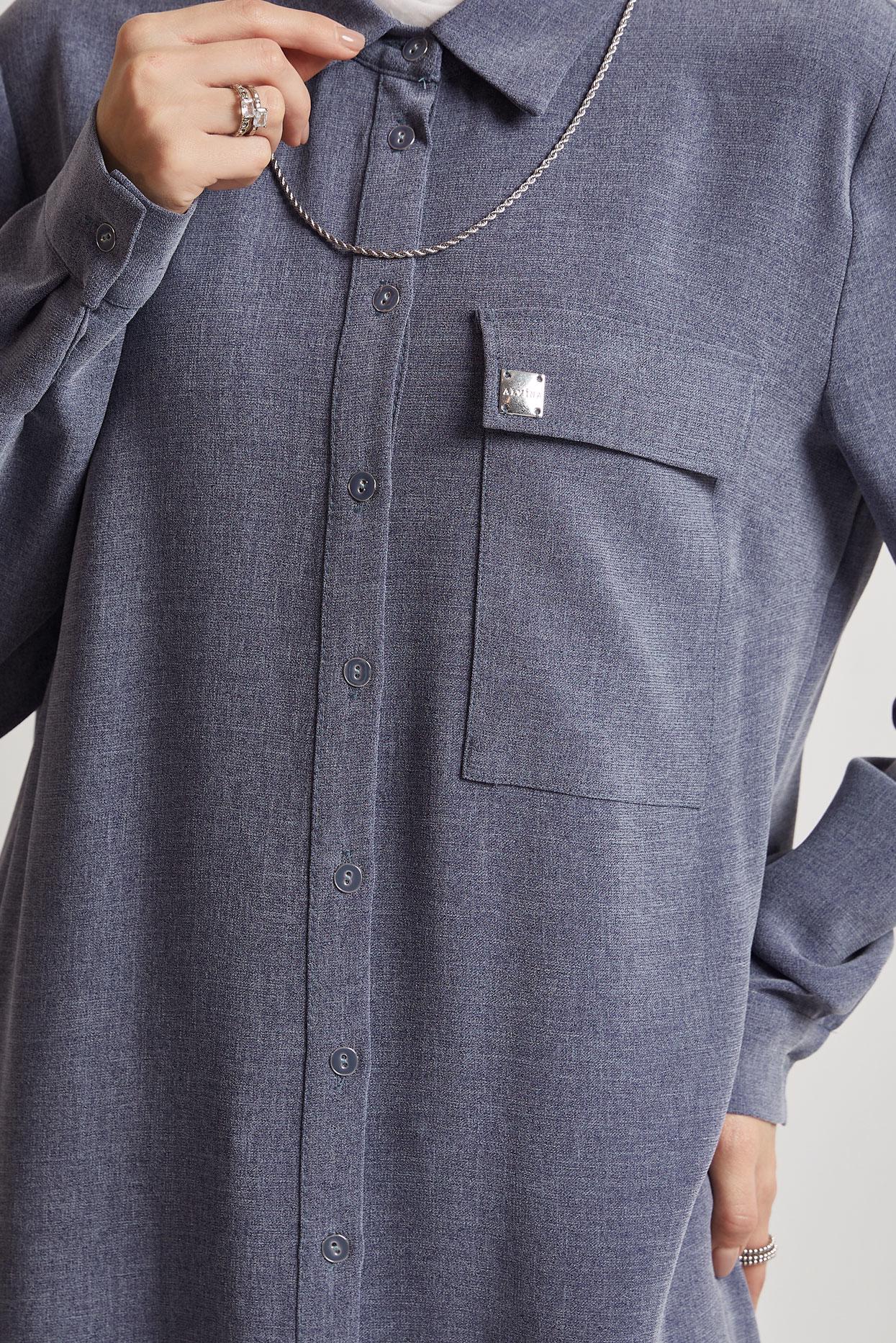 Tesettür giyim LACİVERT UZUN TUNİK 45414