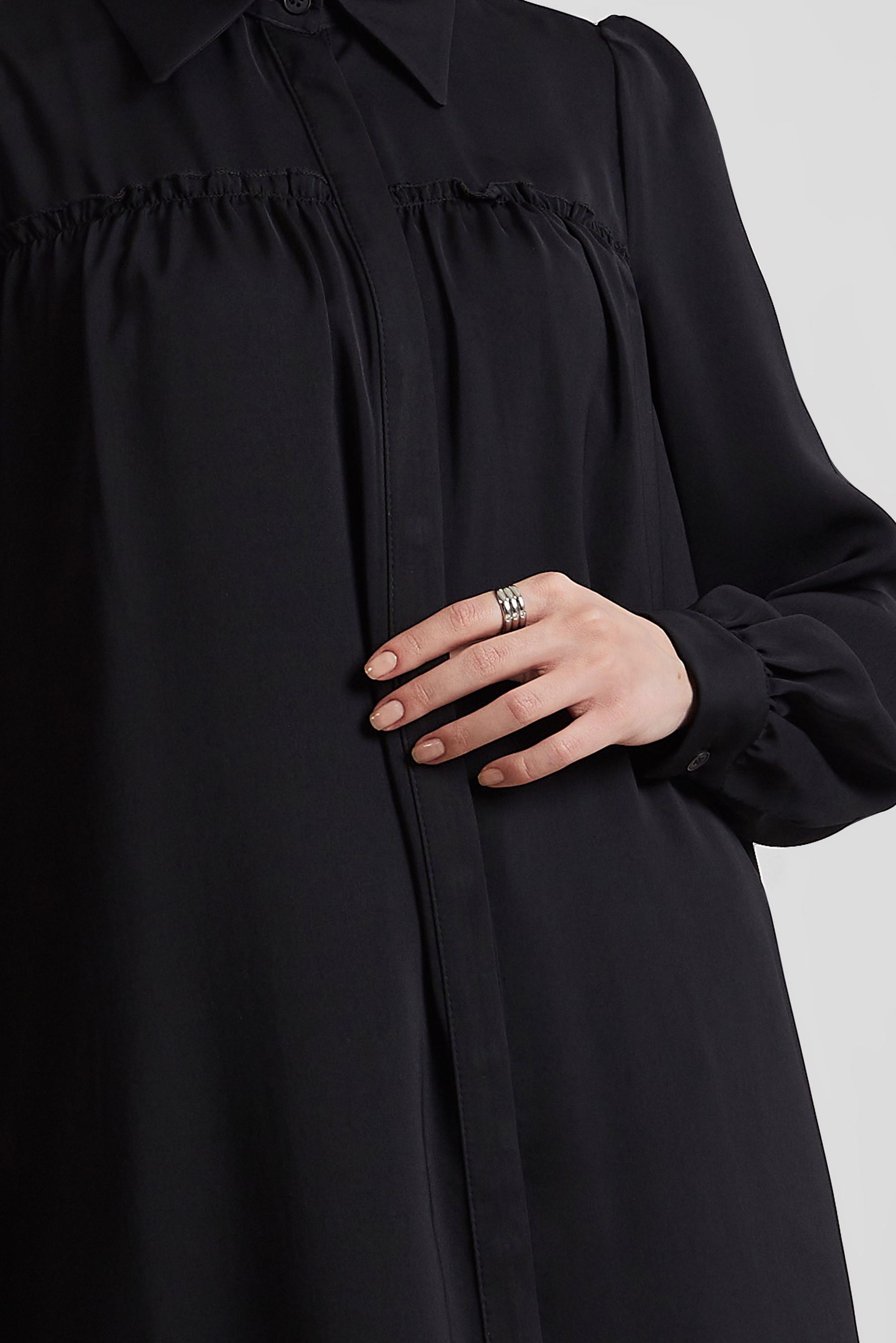 Tesettür giyim SİYAH GÖMLEK YAKA TUNİK 45415 