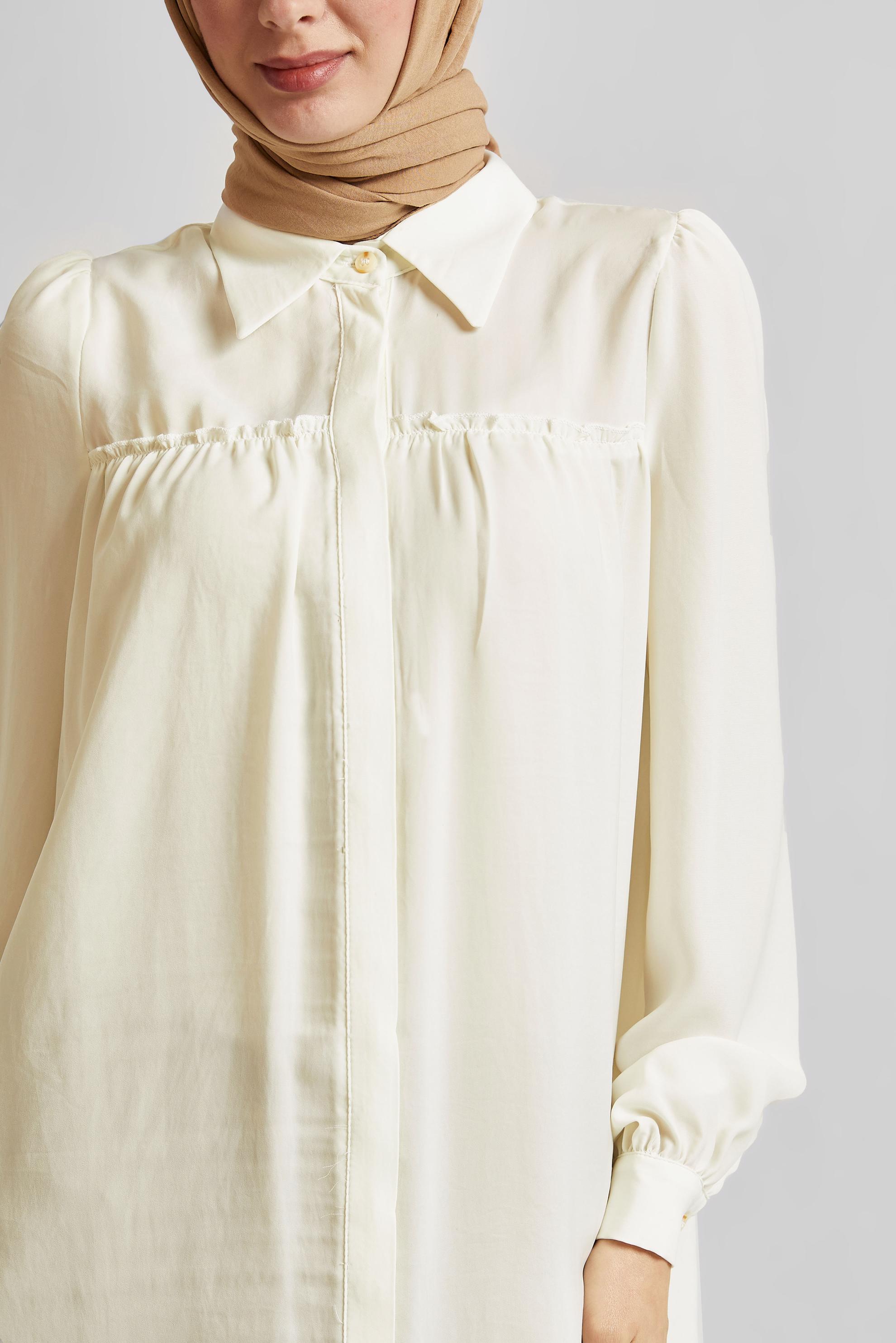 Tesettür giyim BEYAZ GÖMLEK YAKA TUNİK 45415 