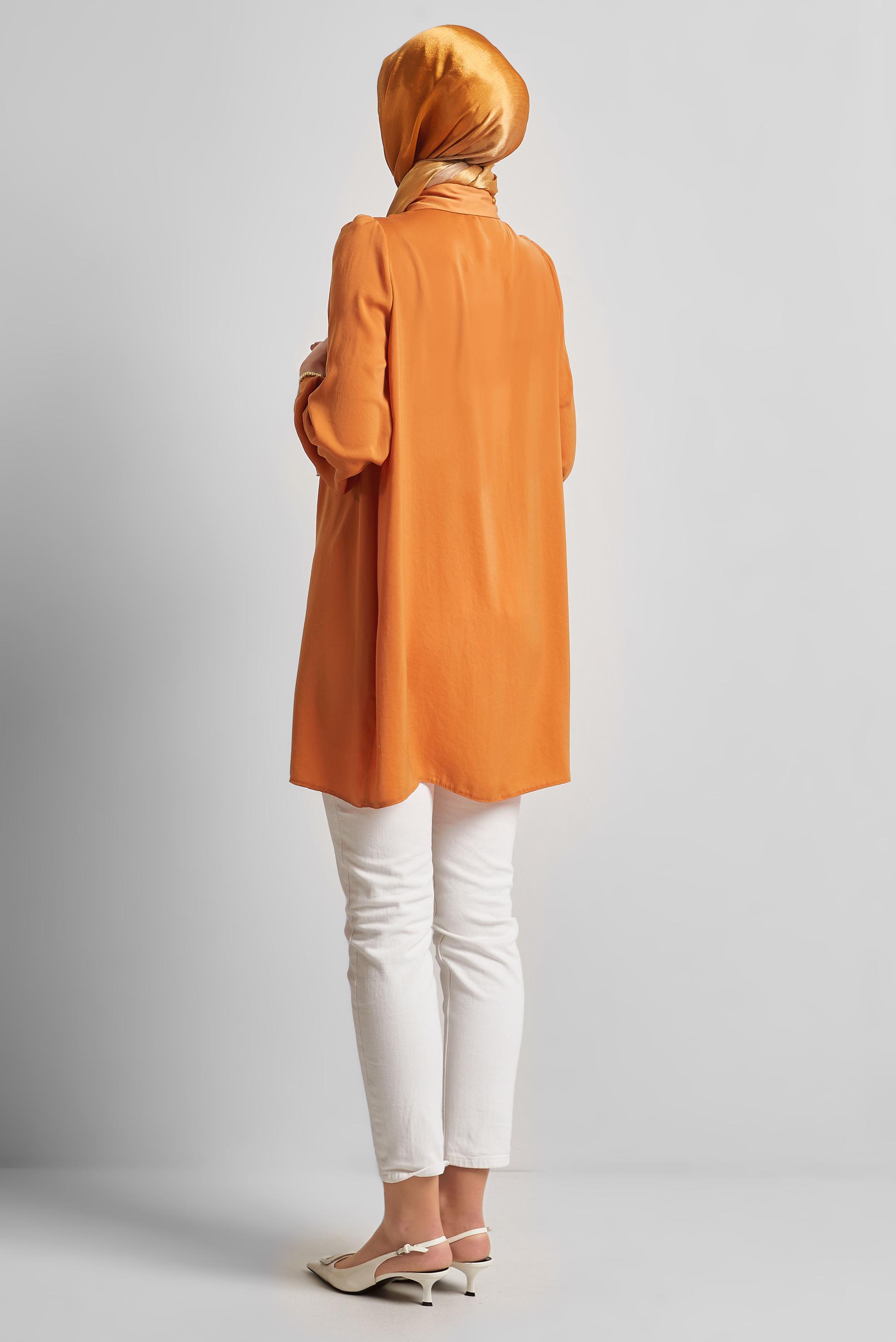 Tesettür giyim SARI GÖMLEK YAKA TUNİK 45415 