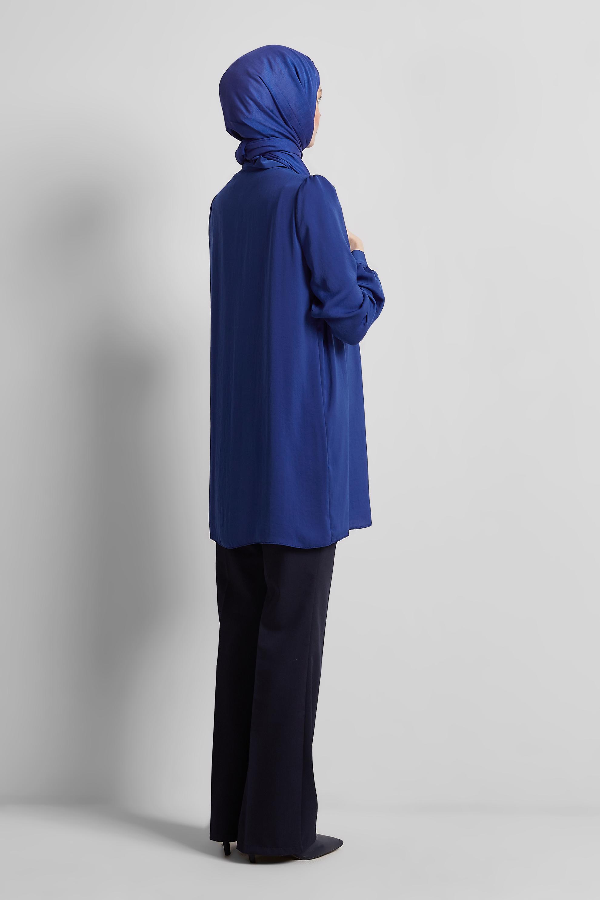 Tesettür giyim LACİVERT GÖMLEK YAKA TUNİK 45415 