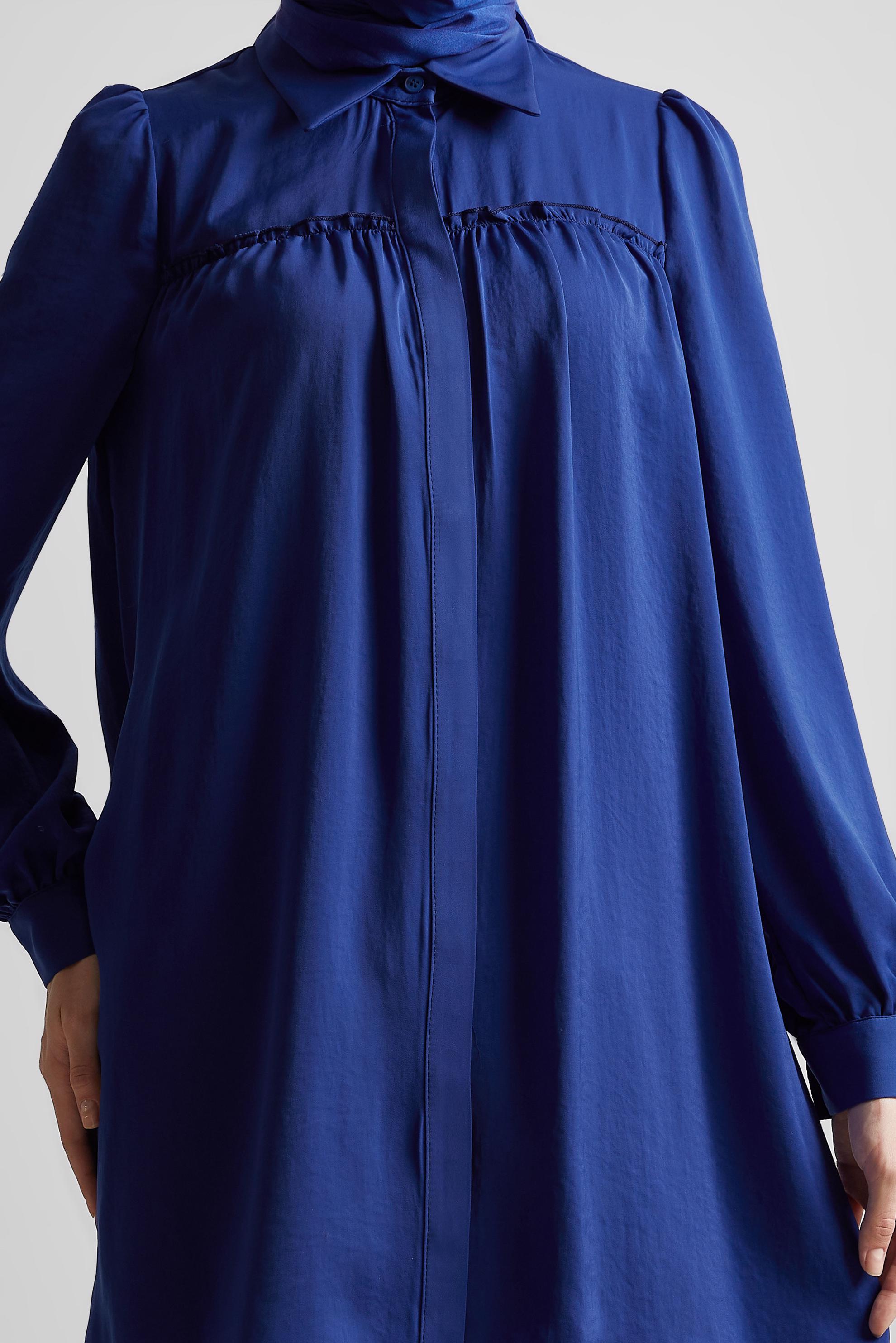 Tesettür giyim LACİVERT GÖMLEK YAKA TUNİK 45415 