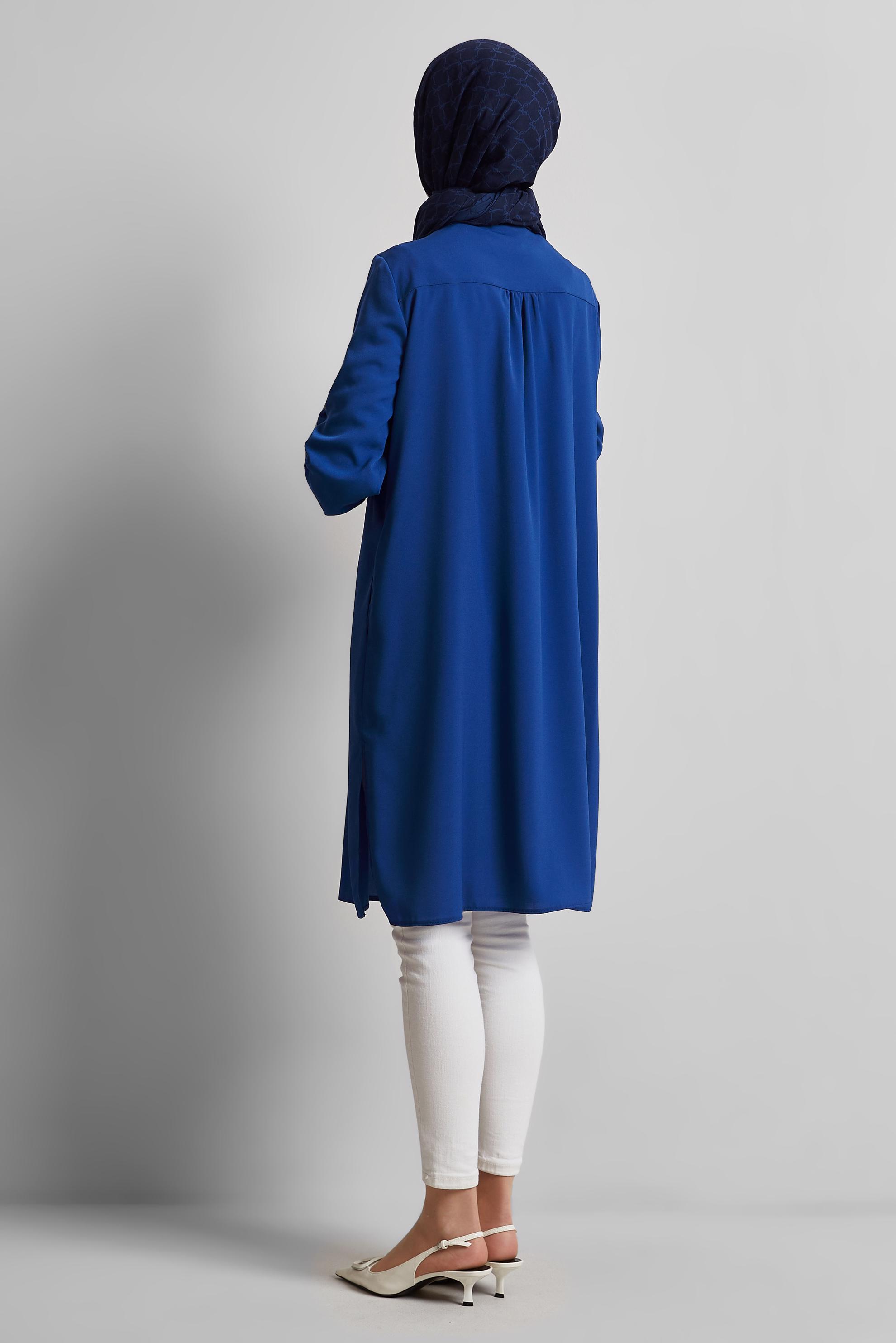 Tesettür giyim LACİVERT GÖMLEK YAKA TUNİK 45416