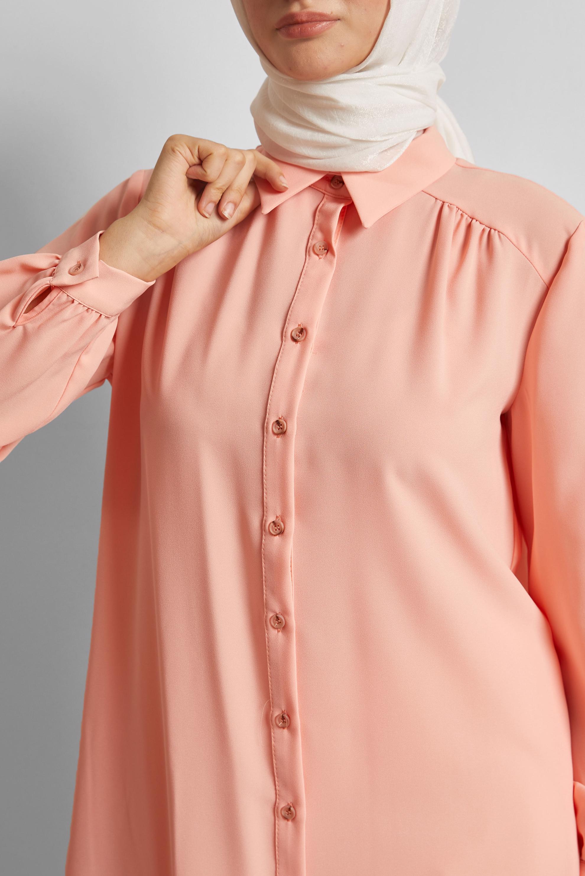 Tesettür giyim PUDRA GÖMLEK YAKA TUNİK 45416