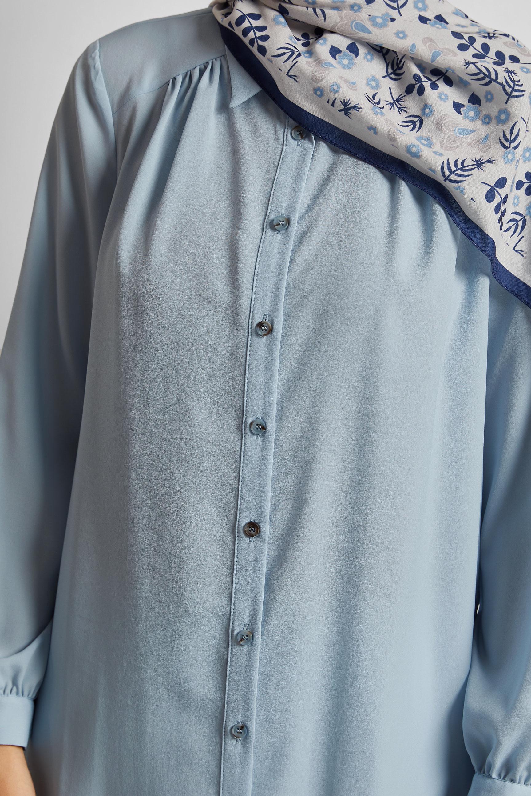 Tesettür giyim MAVİ GÖMLEK YAKA TUNİK 45416