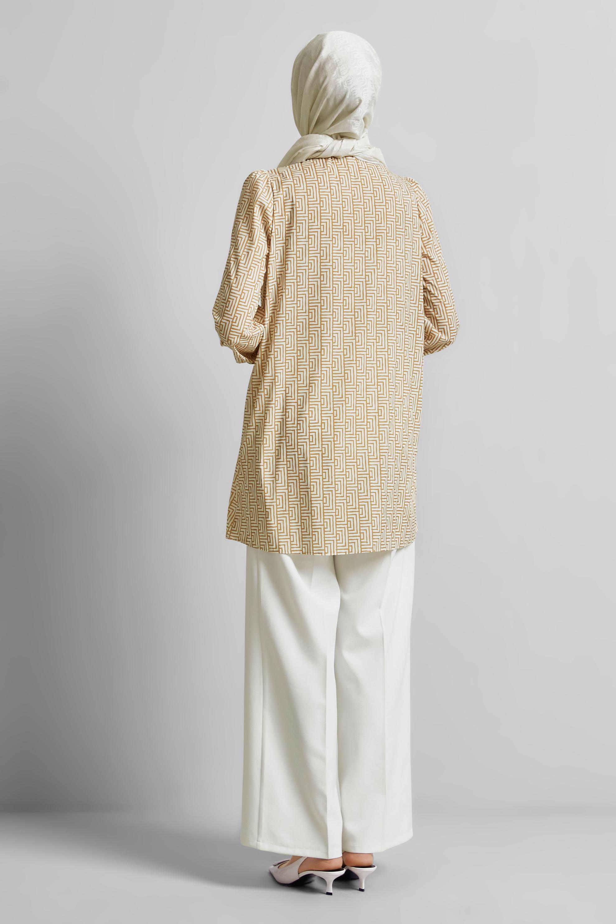 Tesettür giyim KAHVE DESENLİ TUNİK 45417	