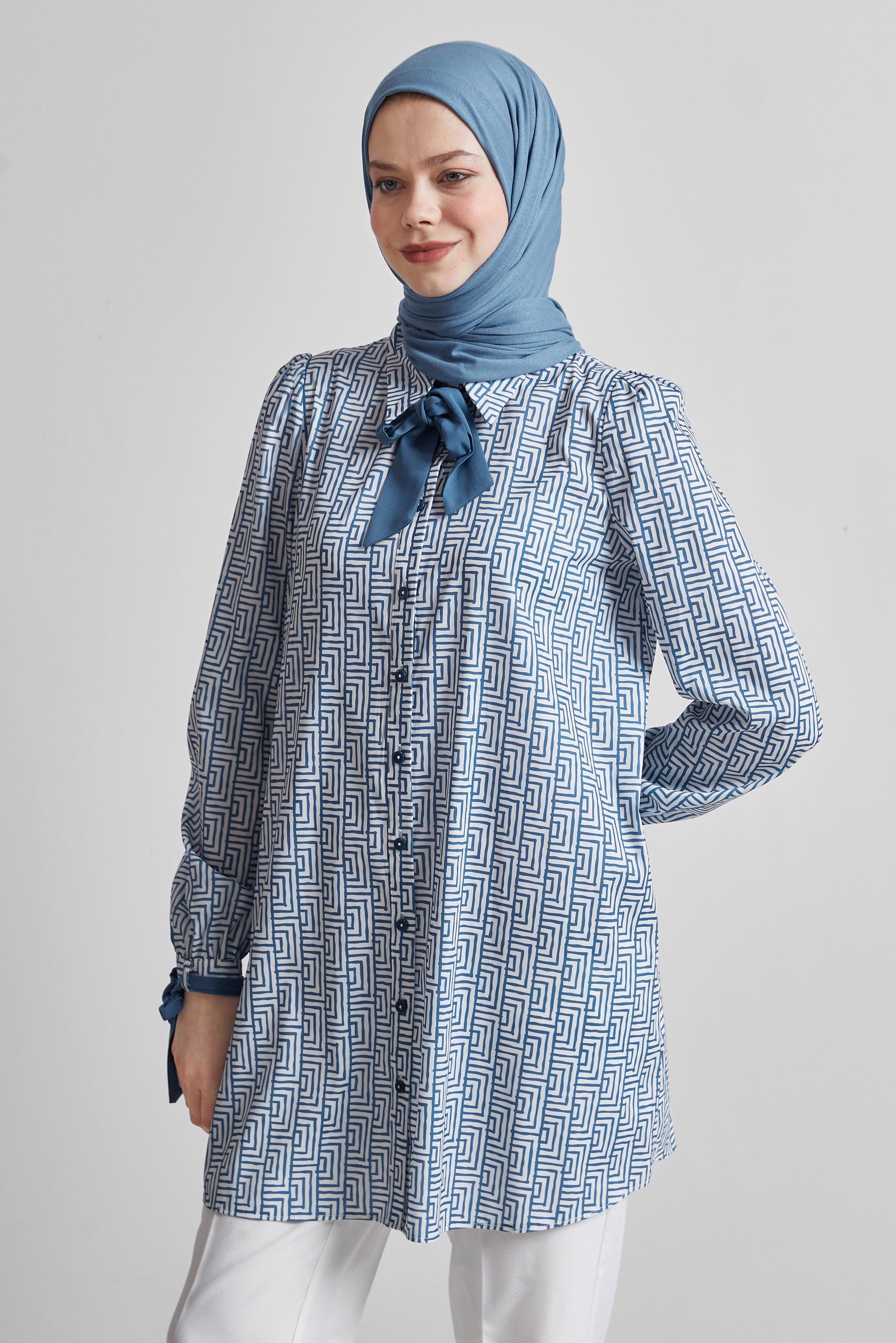 Tesettür giyim LACİVERT DESENLİ TUNİK 45417	