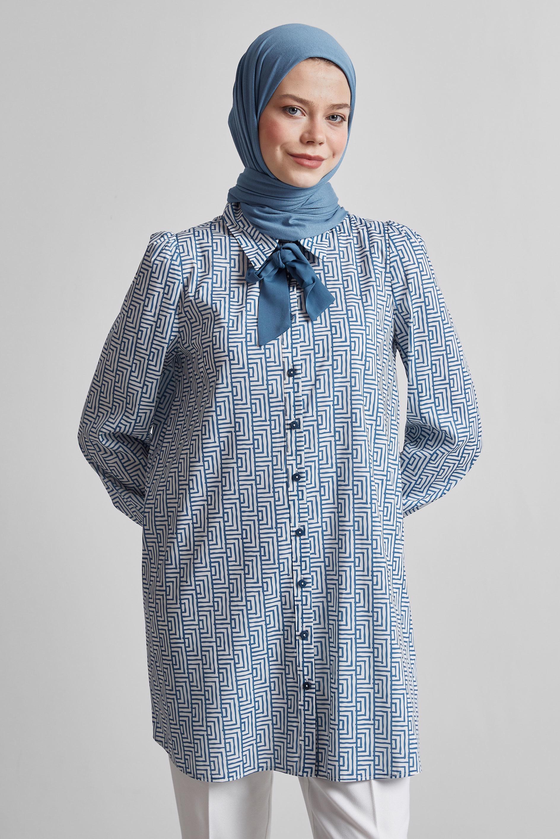 Tesettür giyim LACİVERT DESENLİ TUNİK 45417	