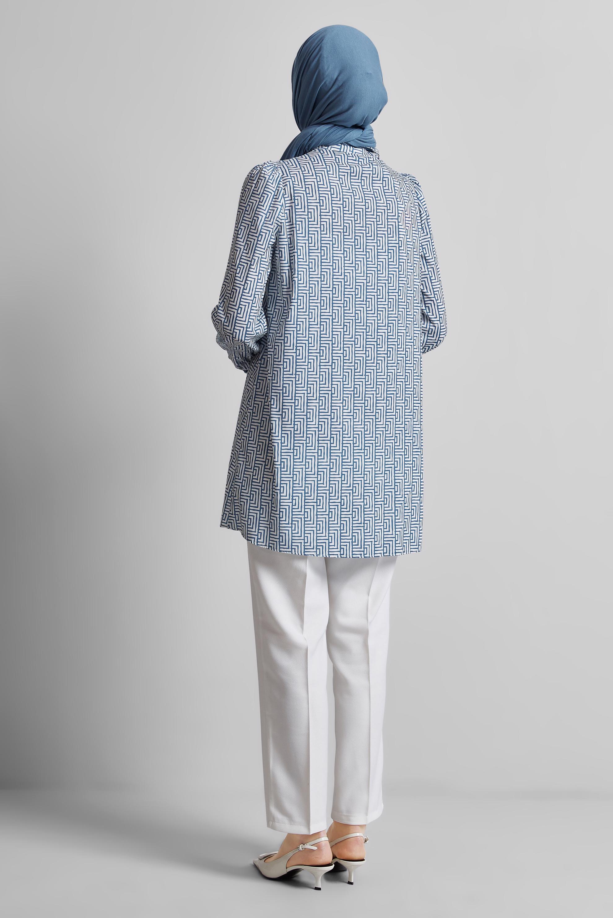 Tesettür giyim LACİVERT DESENLİ TUNİK 45417	