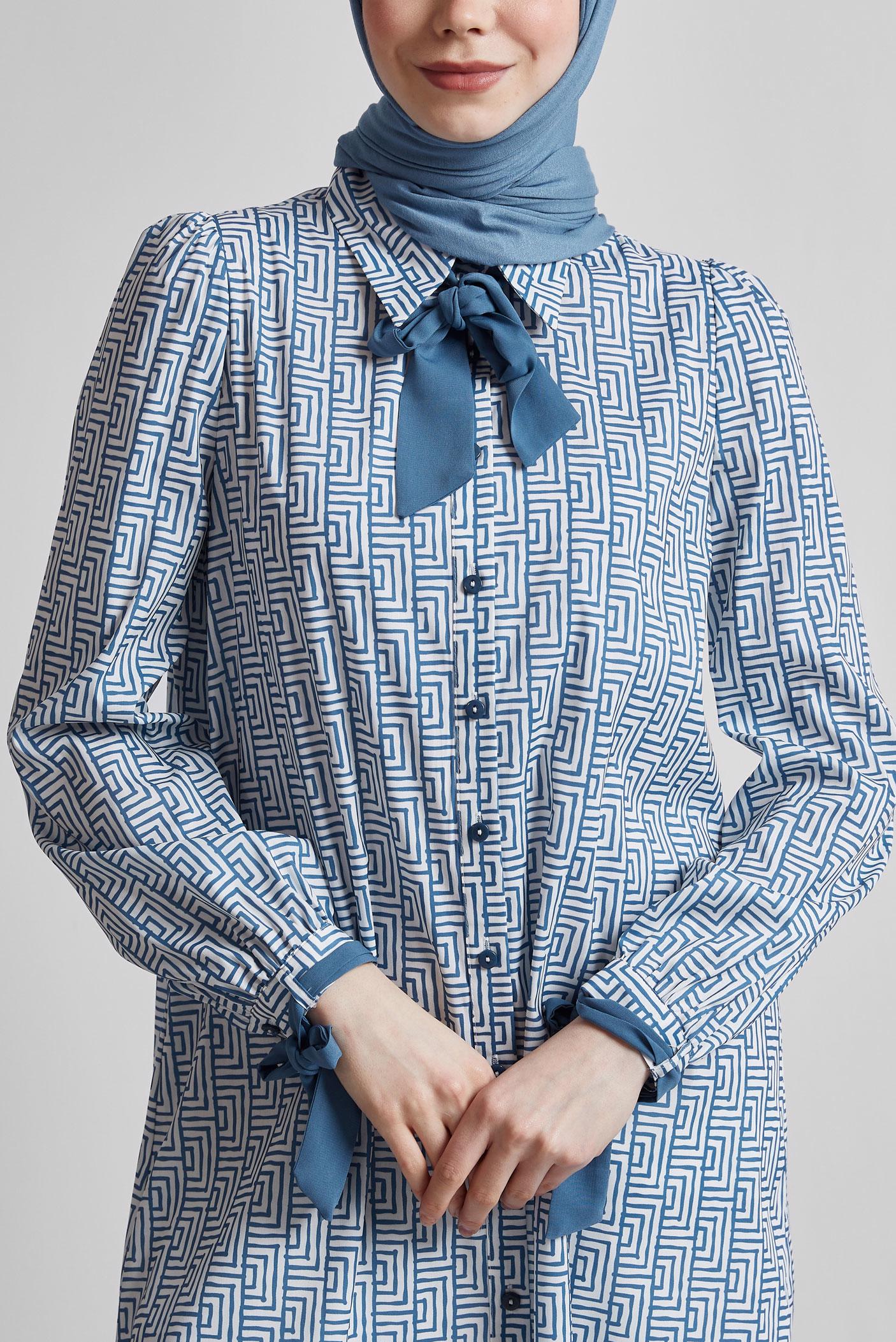 Tesettür giyim LACİVERT DESENLİ TUNİK 45417	