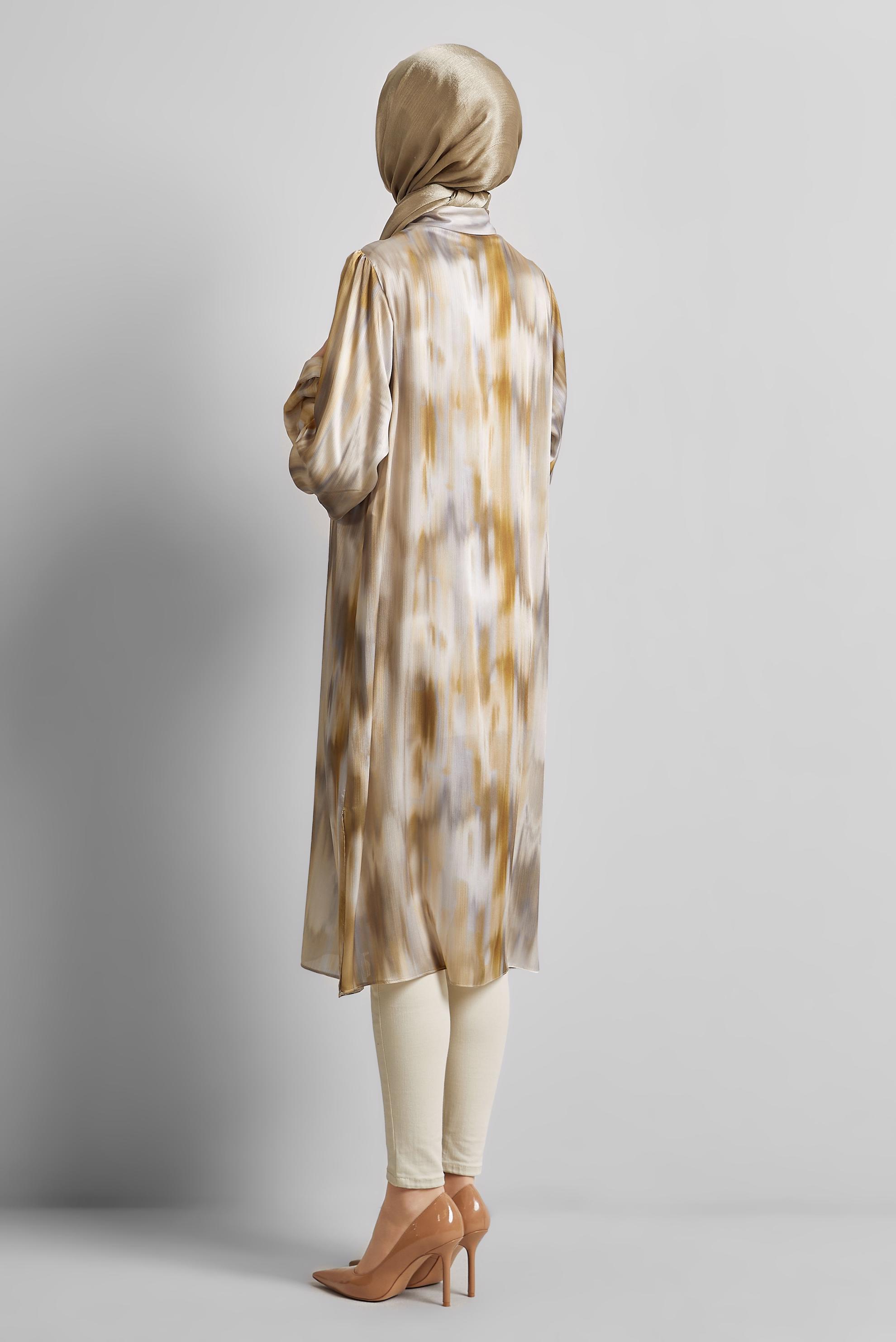 Tesettür giyim BAKIR / BRONZ UZUN SATEN TUNİK 45420