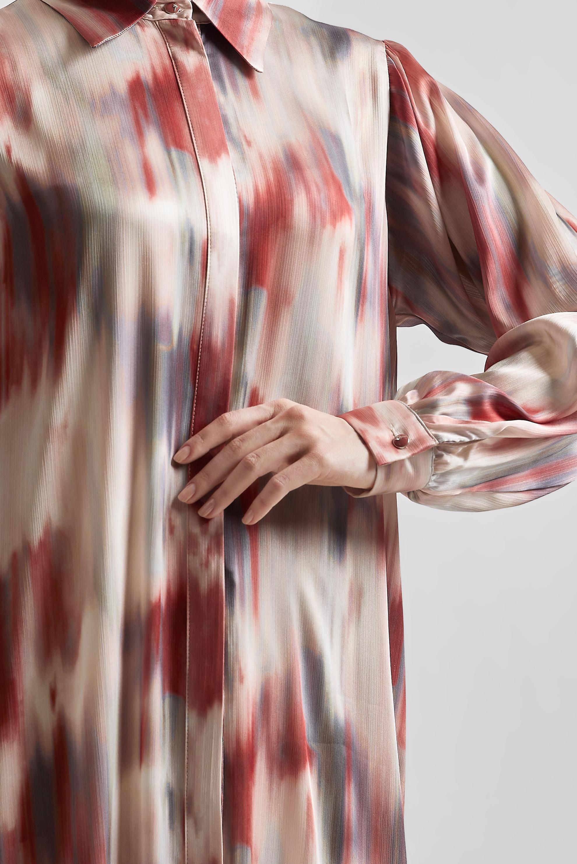 Tesettür giyim BORDO UZUN SATEN TUNİK 45420