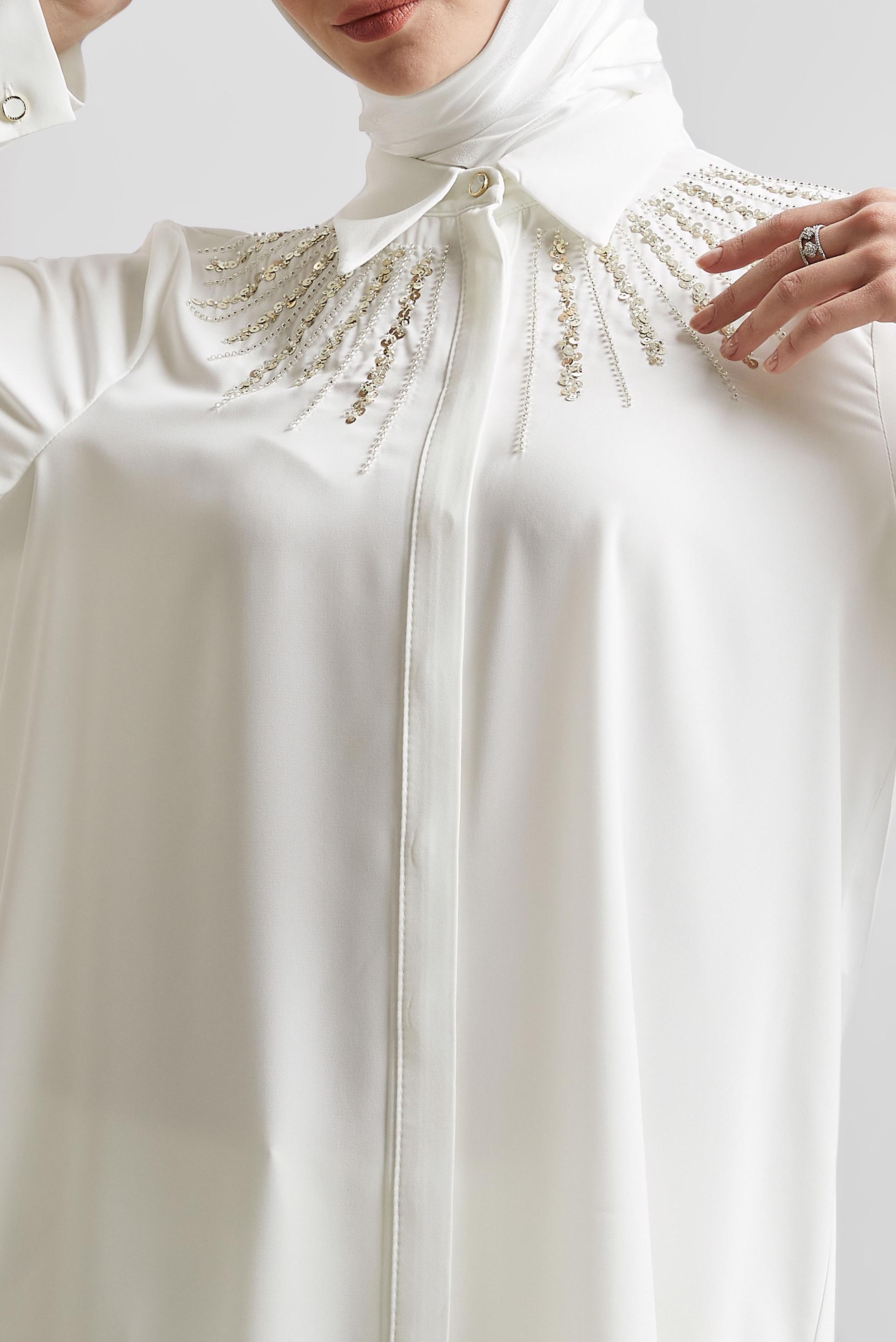 Tesettür giyim BEYAZ GÖMLEK YAKA TUNİK 45421