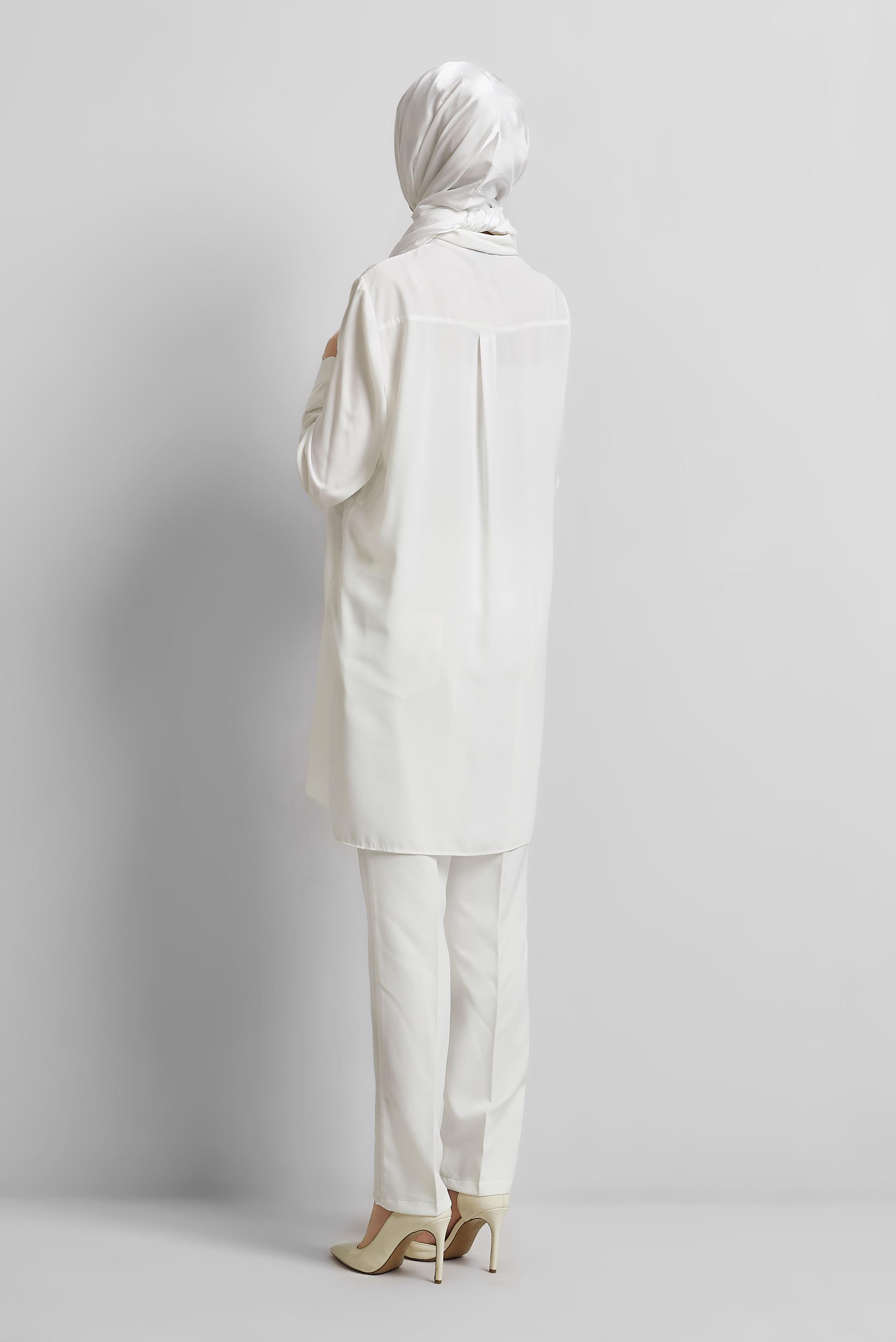 Tesettür giyim BEYAZ GÖMLEK YAKA TUNİK 45421