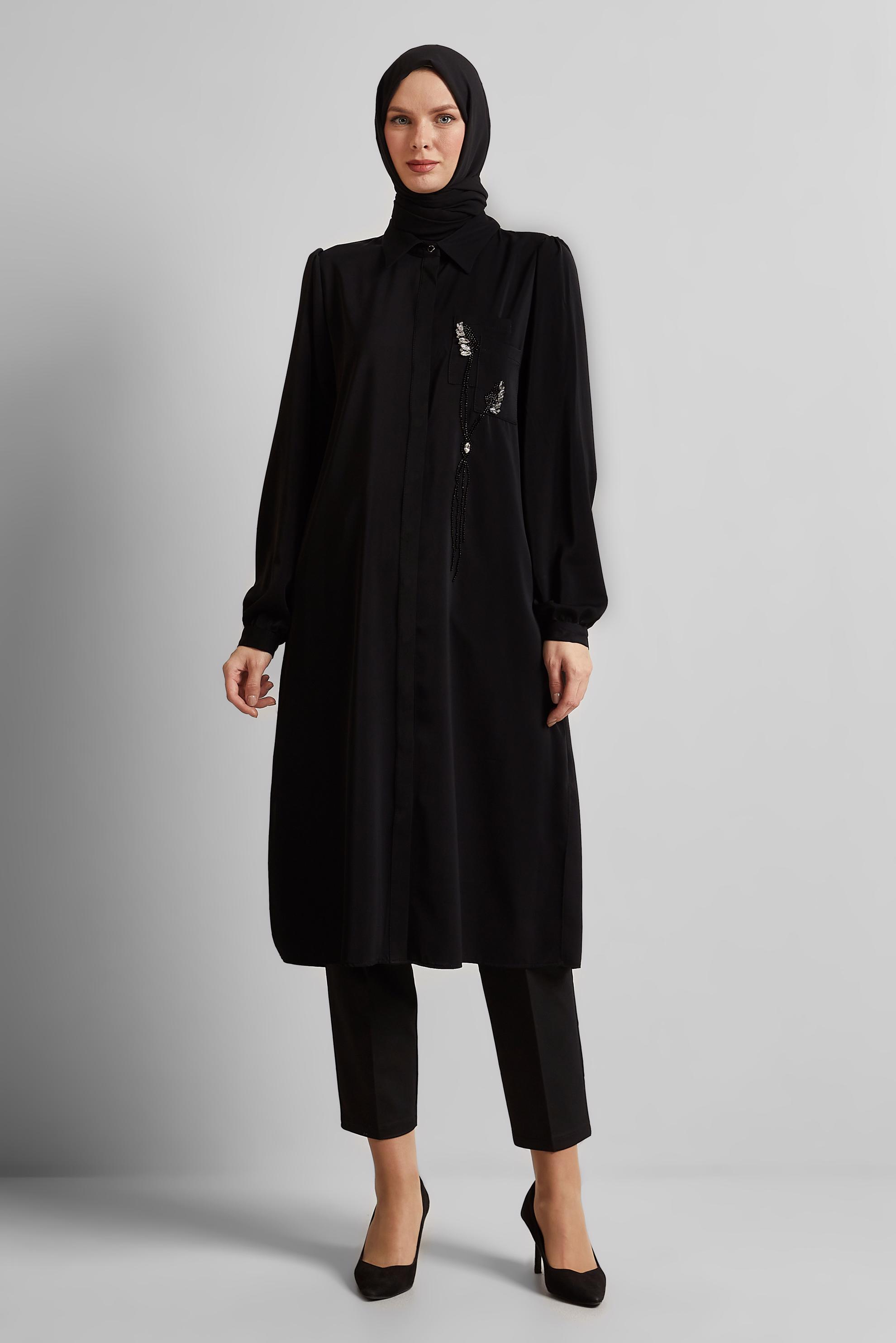 Tesettür giyim SİYAH UZUN TUNİK 45423