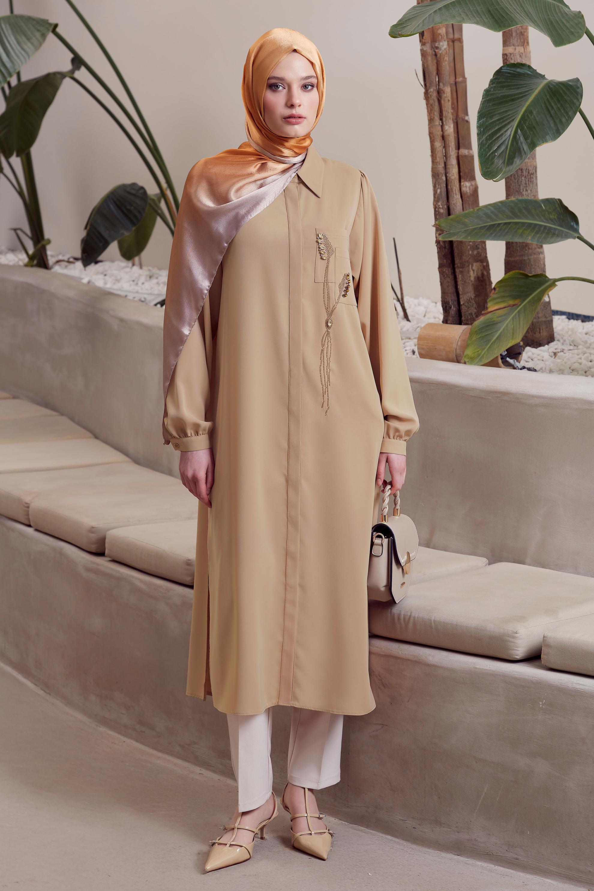 Vêtements hijab BRUN TUNIQUE LONGUE 45423