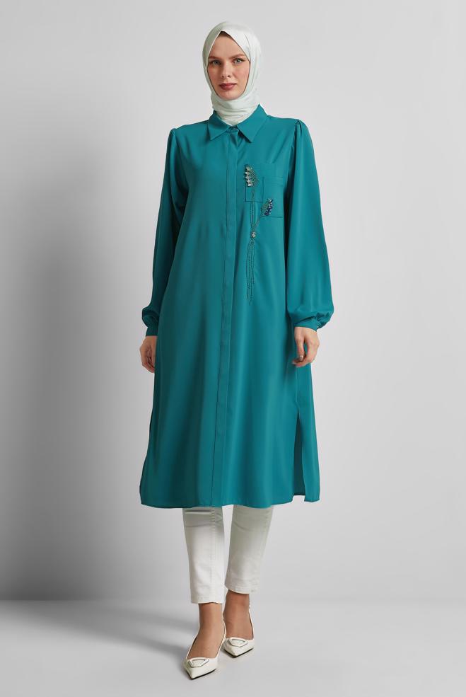 Hijab clothing BLUE LONG TUNIC 45423 - ALVİNA