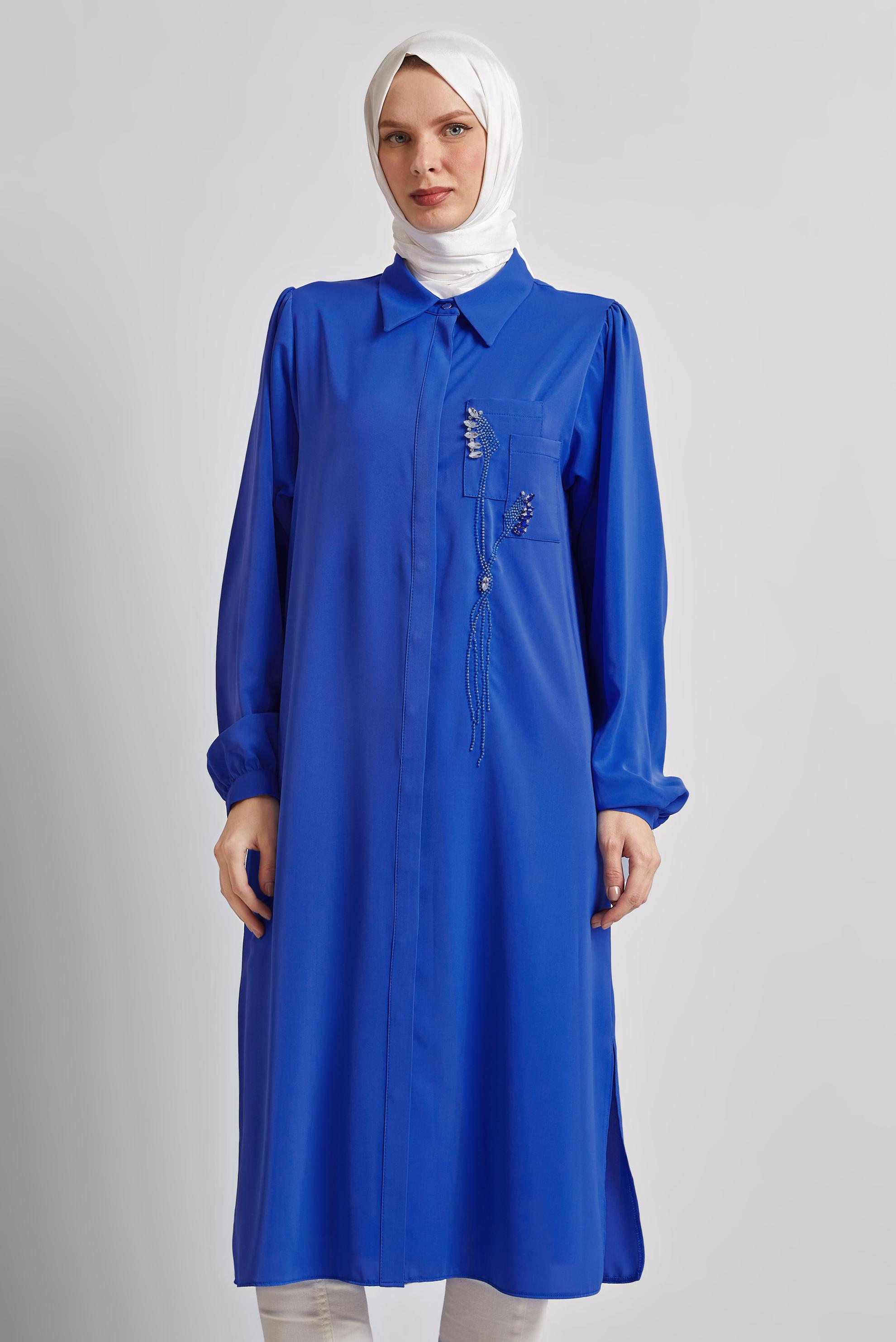 Tesettür giyim LACİVERT UZUN TUNİK 45423