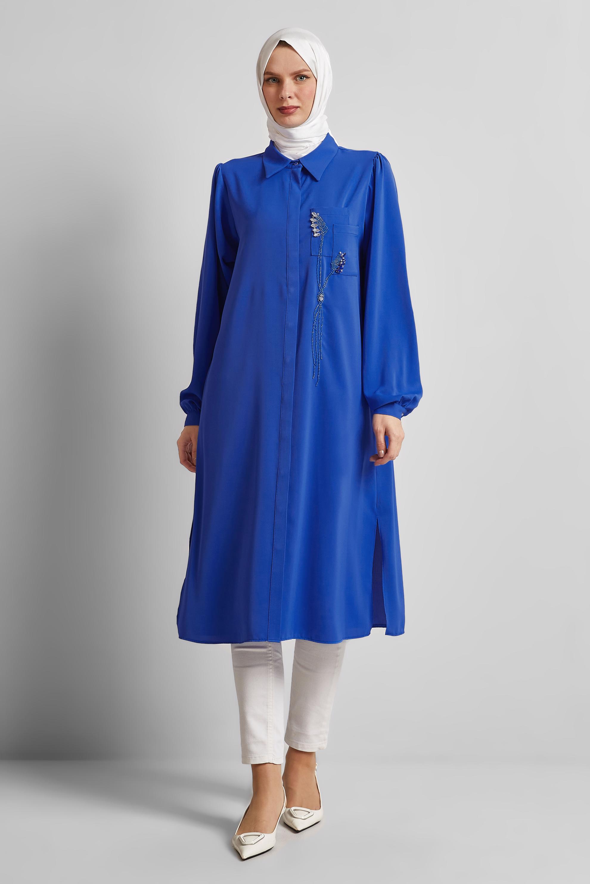 Tesettür giyim LACİVERT UZUN TUNİK 45423