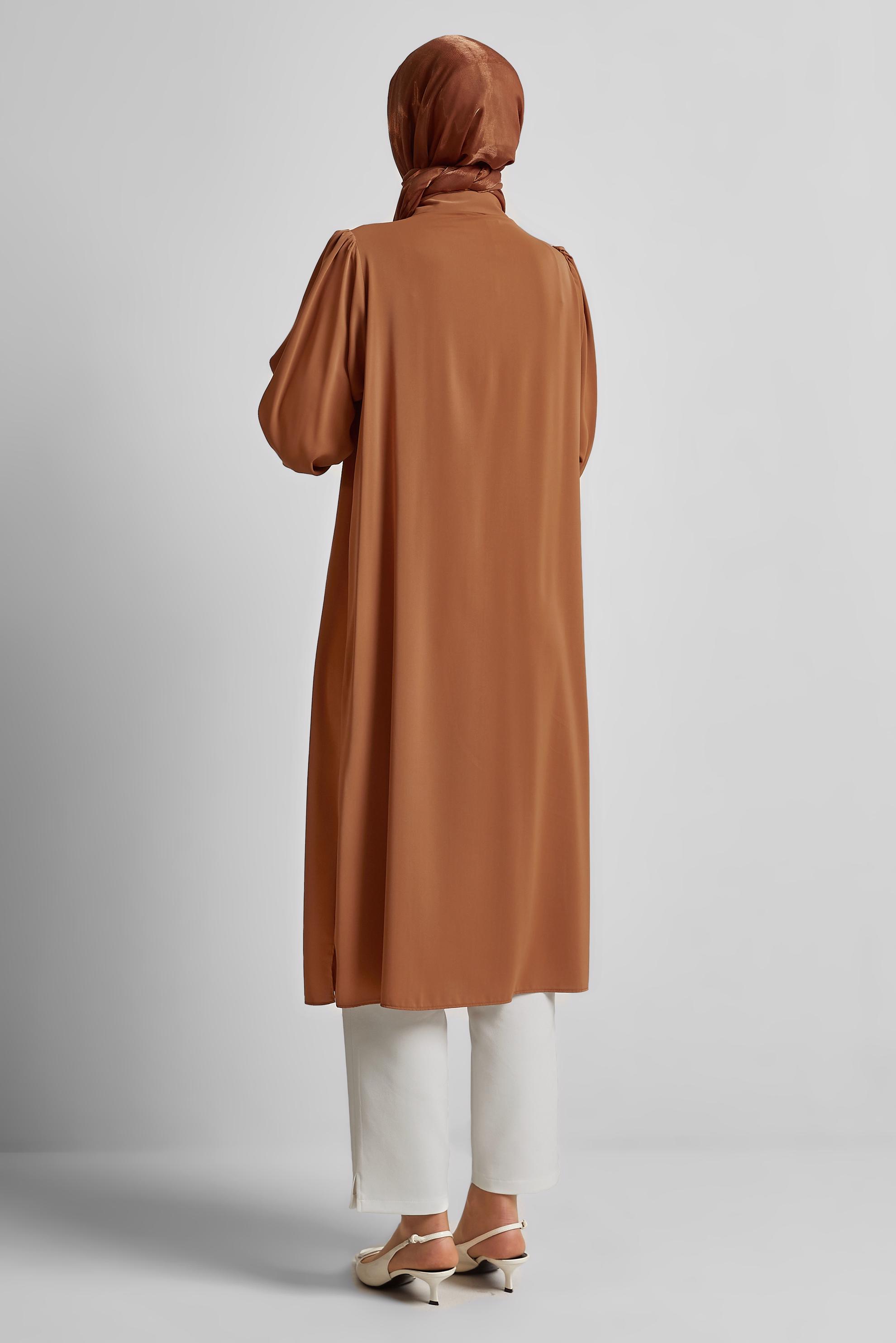 Tesettür giyim KAHVE UZUN TUNİK 45423