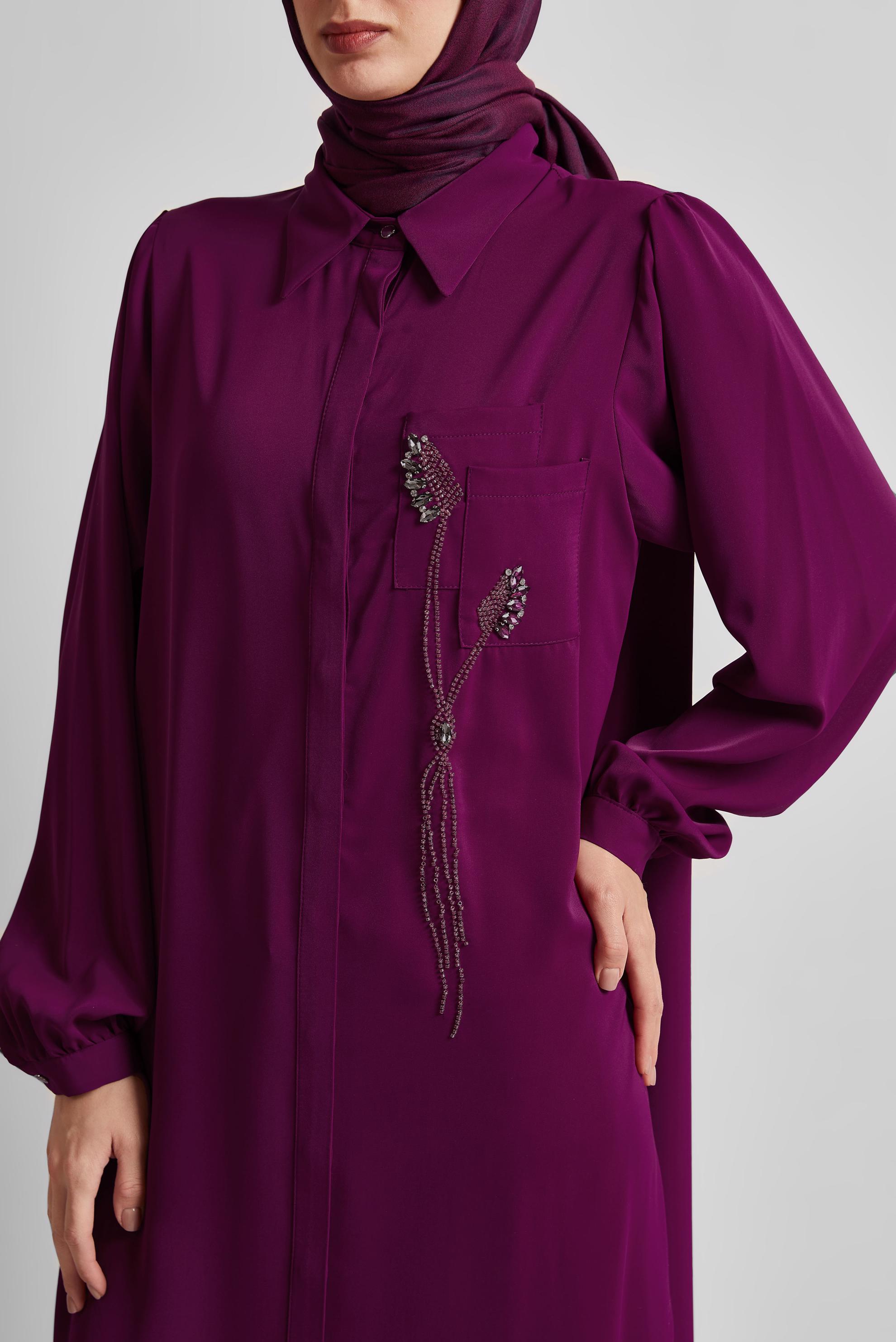 Tesettür giyim MOR UZUN TUNİK 45423