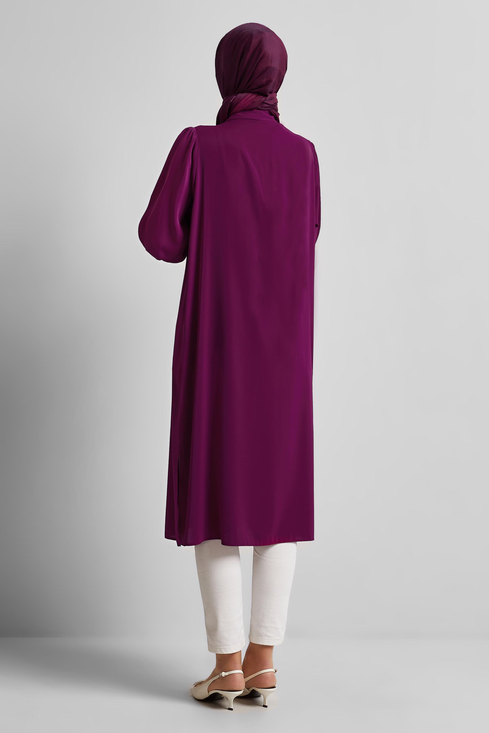 Tesettür giyim MOR UZUN TUNİK 45423