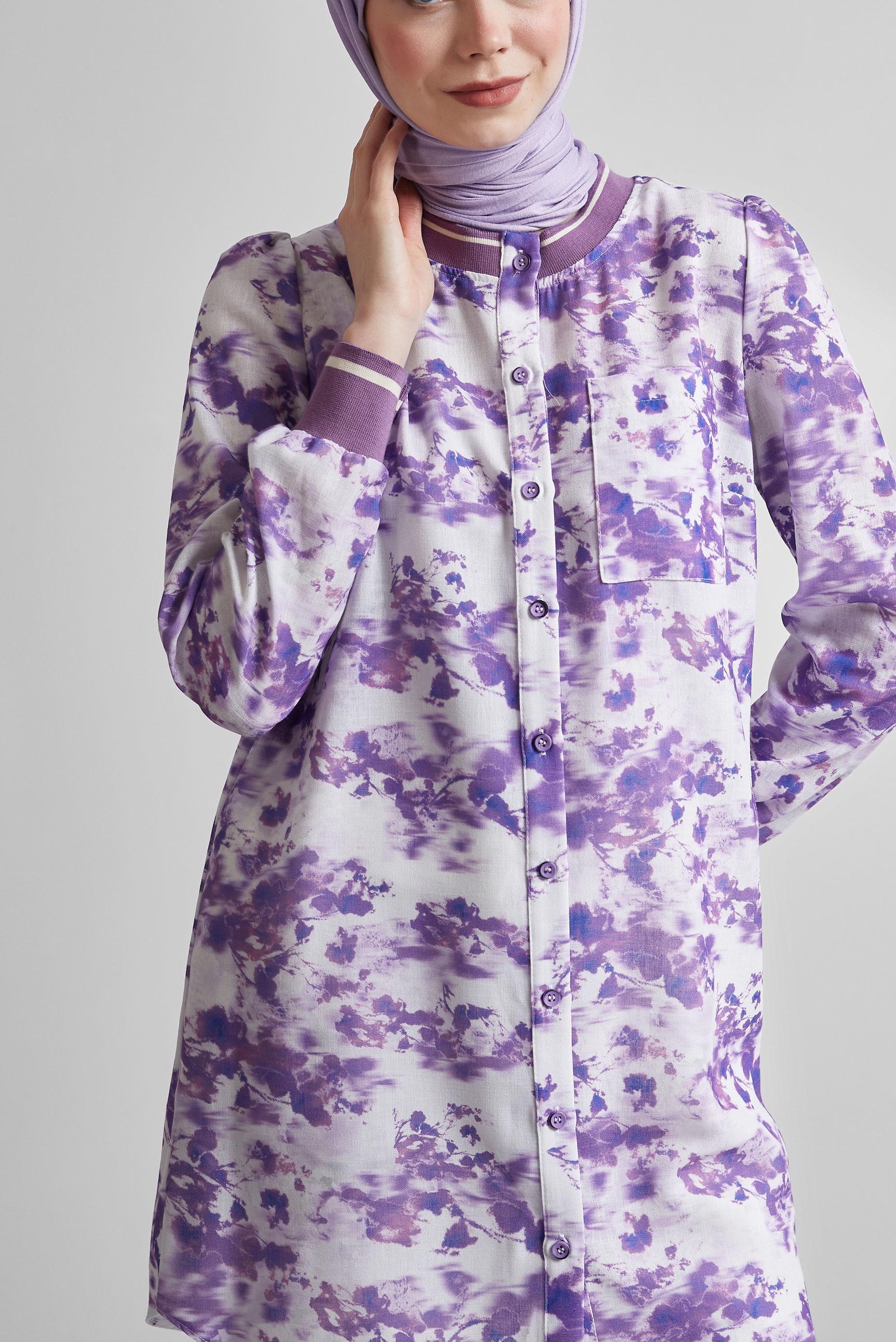 Vêtements hijab POURPRE TUNIQUE À MOTIFS 45424