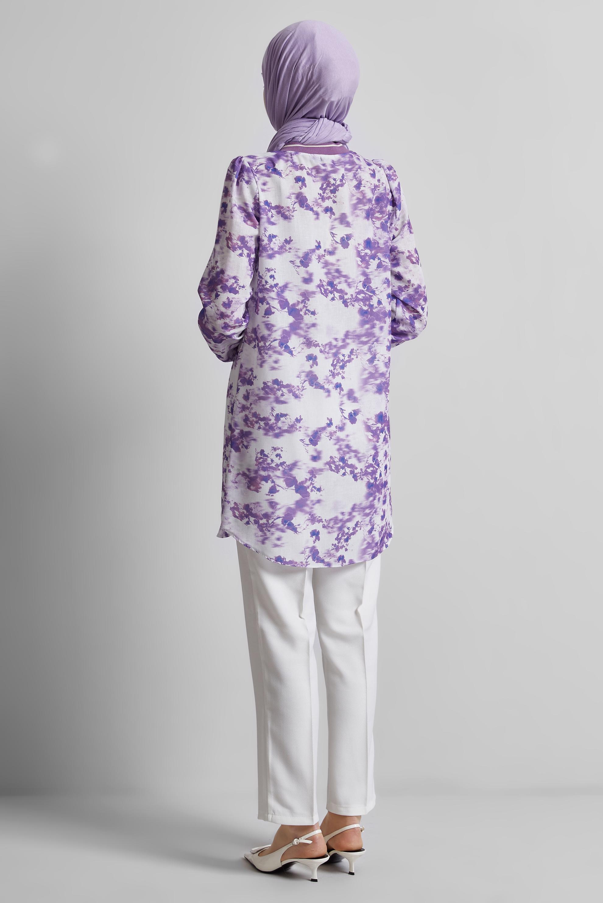 Vêtements hijab POURPRE TUNIQUE À MOTIFS 45424