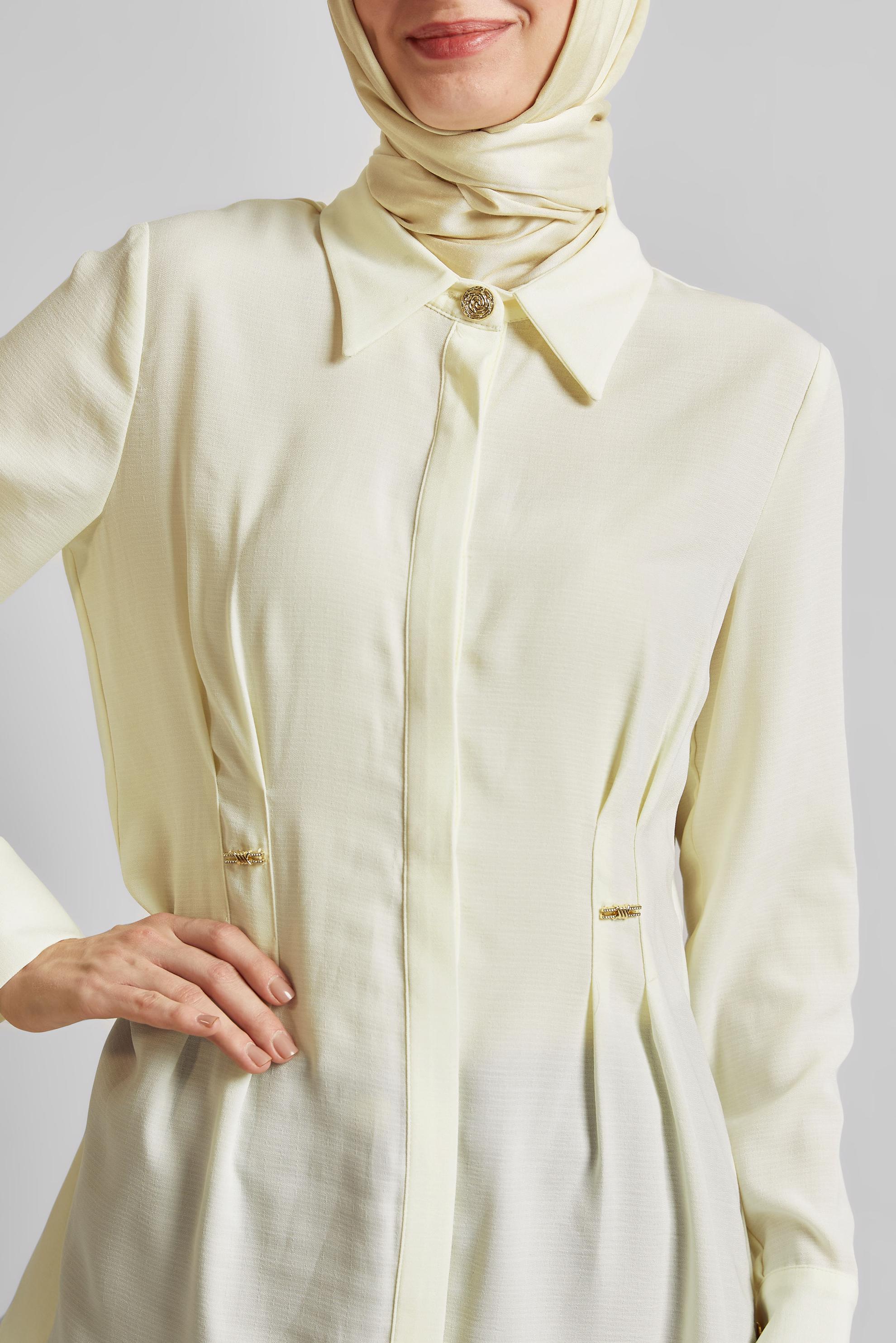 Tesettür giyim BEYAZ KETEN GÖRÜNÜMLÜ TUNİK 45426