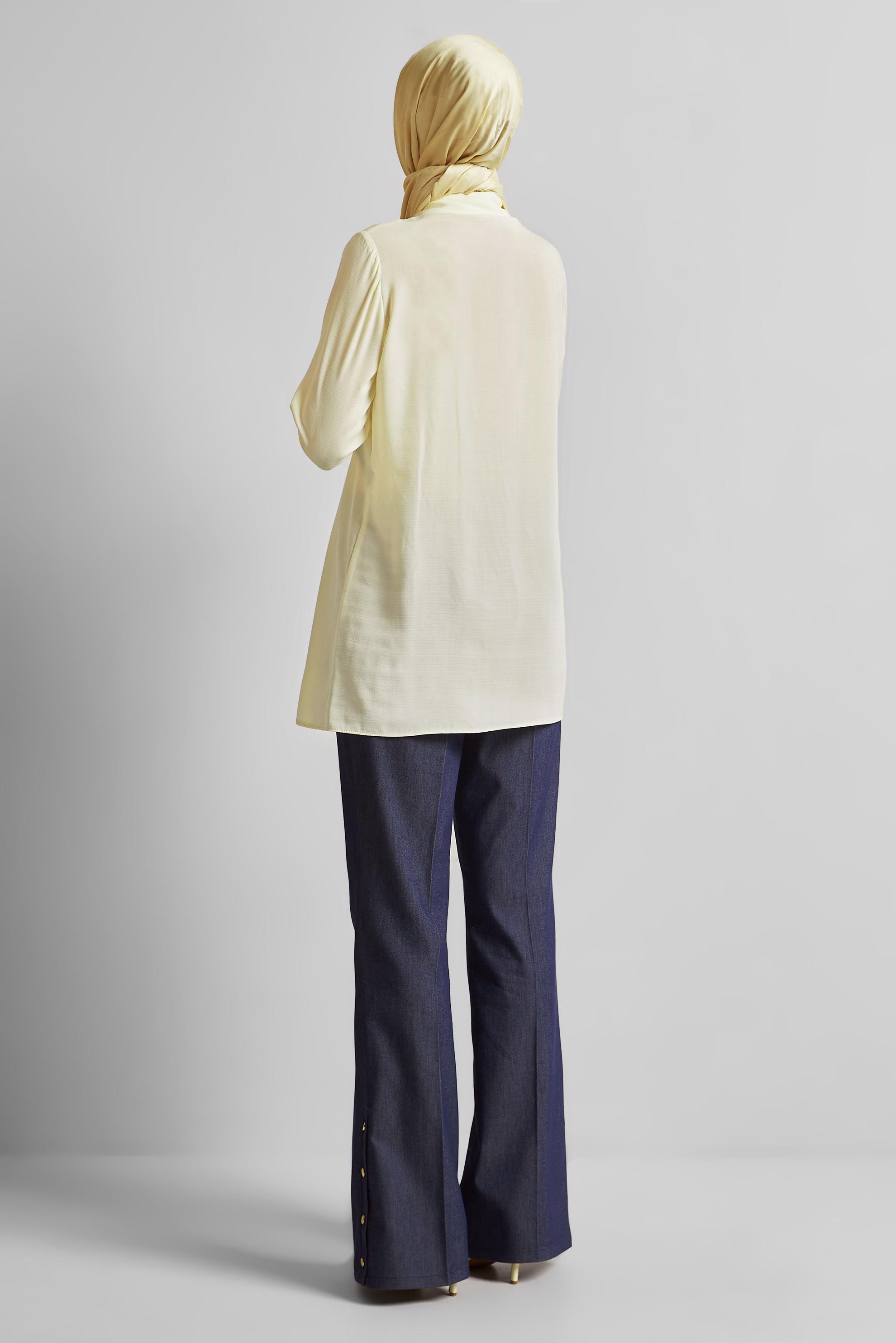 Tesettür giyim BEYAZ KETEN GÖRÜNÜMLÜ TUNİK 45426