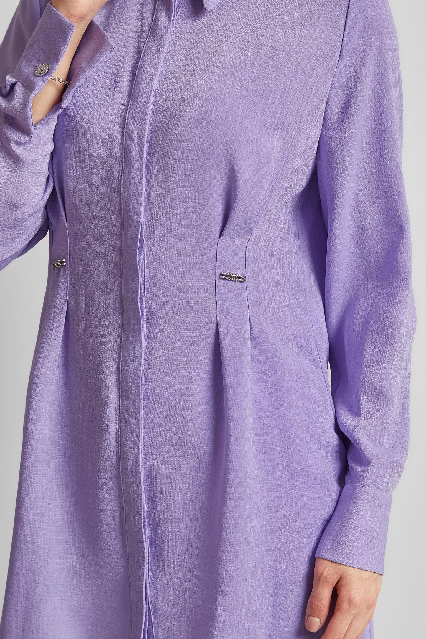 Tesettür giyim MOR KETEN GÖRÜNÜMLÜ TUNİK 45426