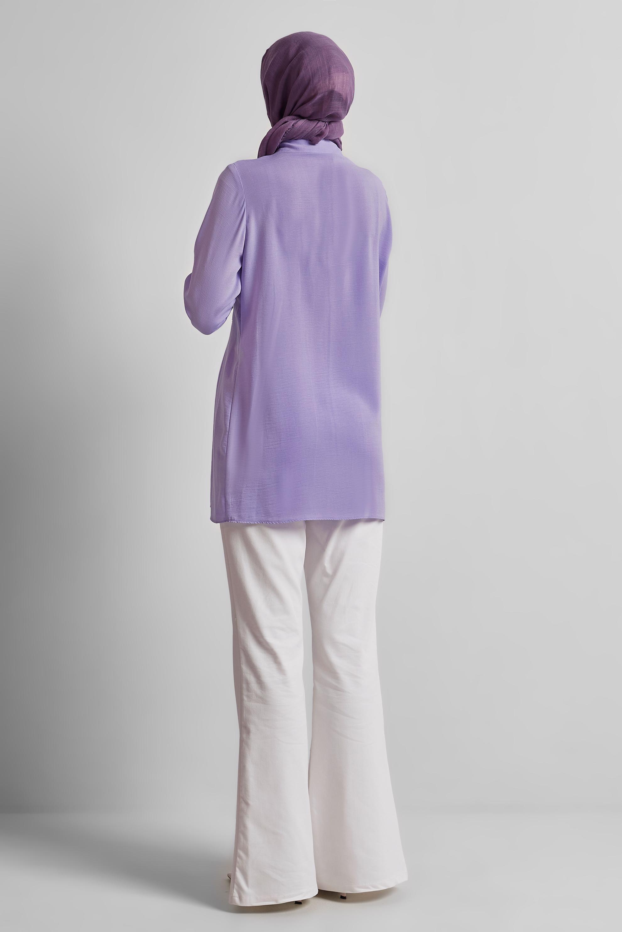 Tesettür giyim MOR KETEN GÖRÜNÜMLÜ TUNİK 45426