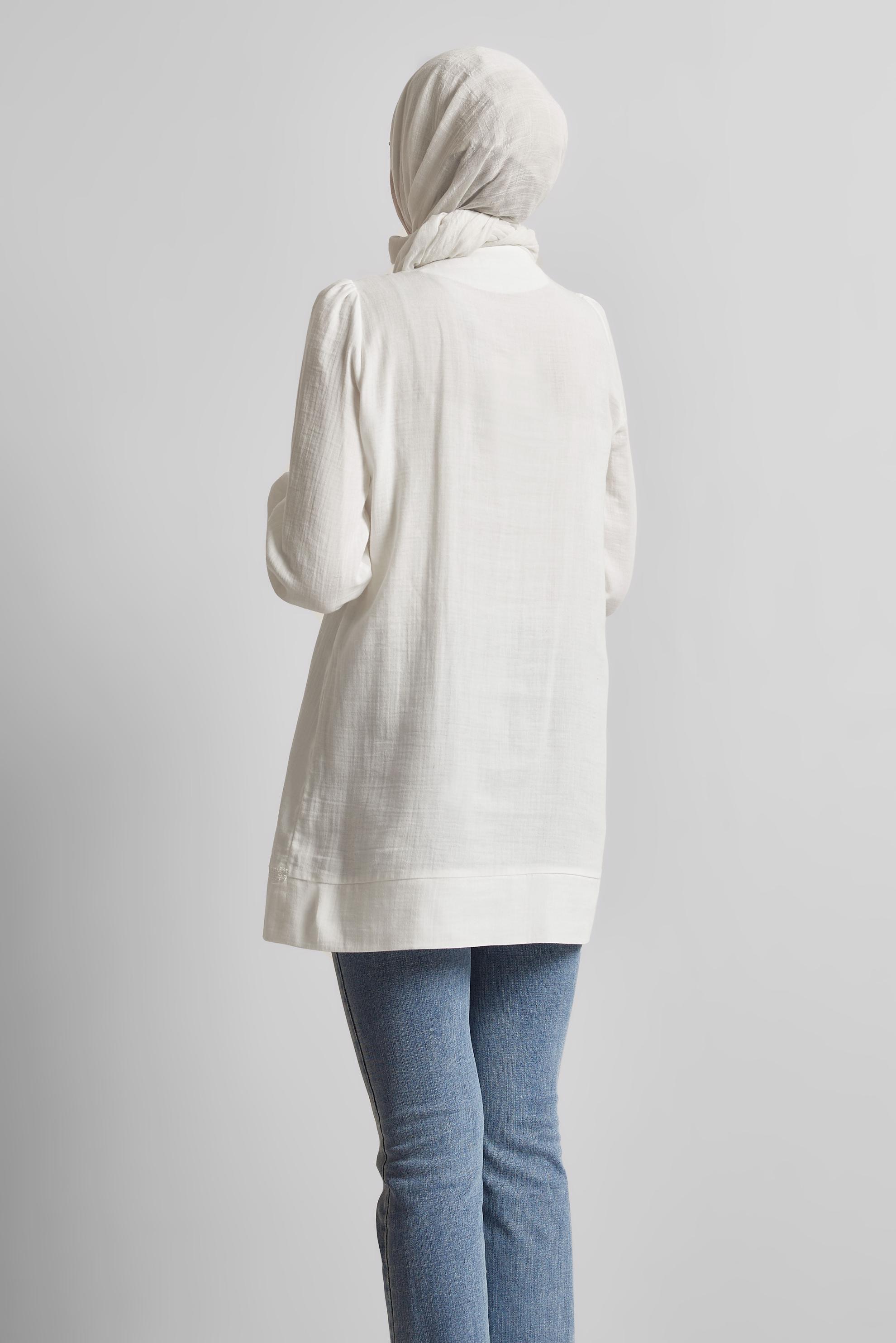 Tesettür giyim BEYAZ PAMUKLU MÜSLİN TUNİK 45427