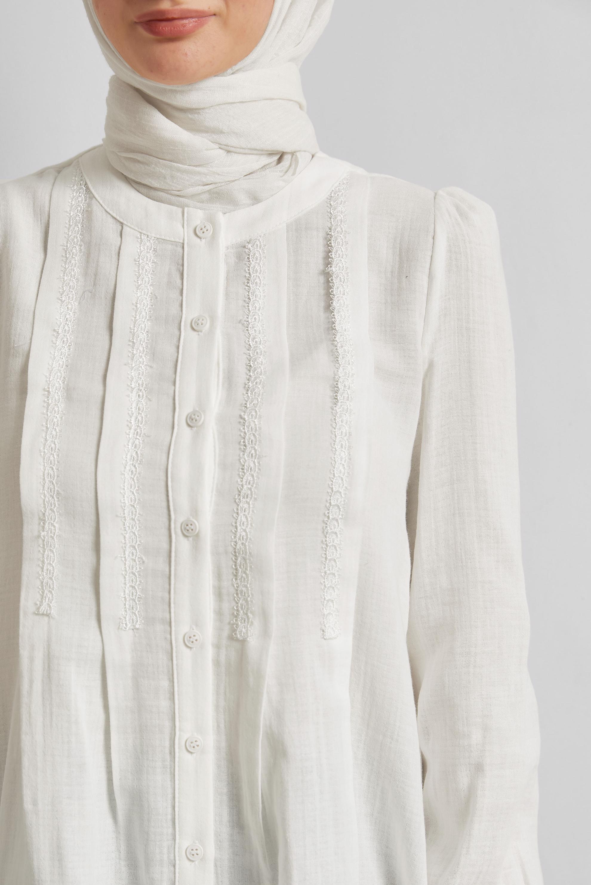 Tesettür giyim BEYAZ PAMUKLU MÜSLİN TUNİK 45427